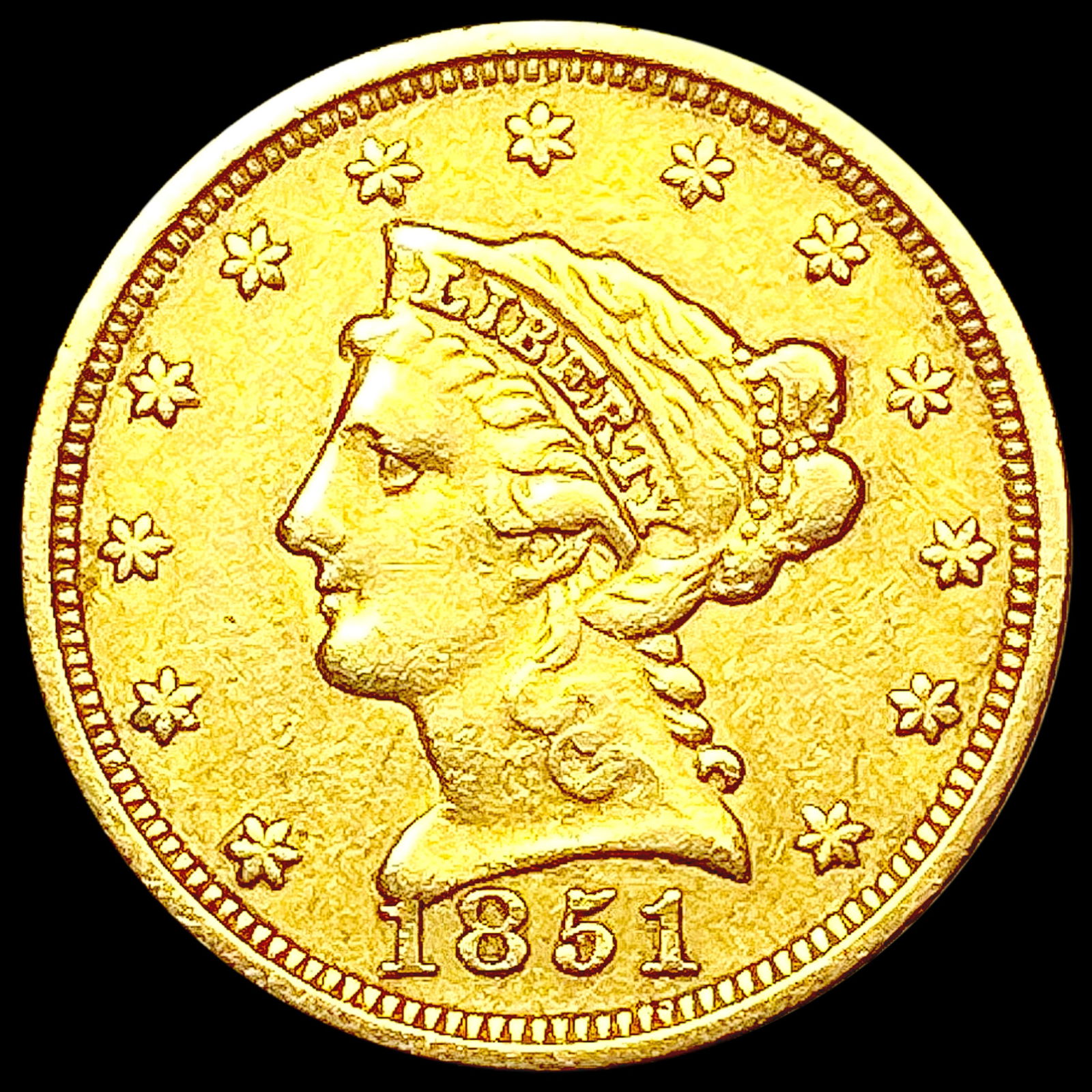 1851 $2.50 Gold Quarter Eagle CLOSELY UNCIRCULATED (1 of 2)