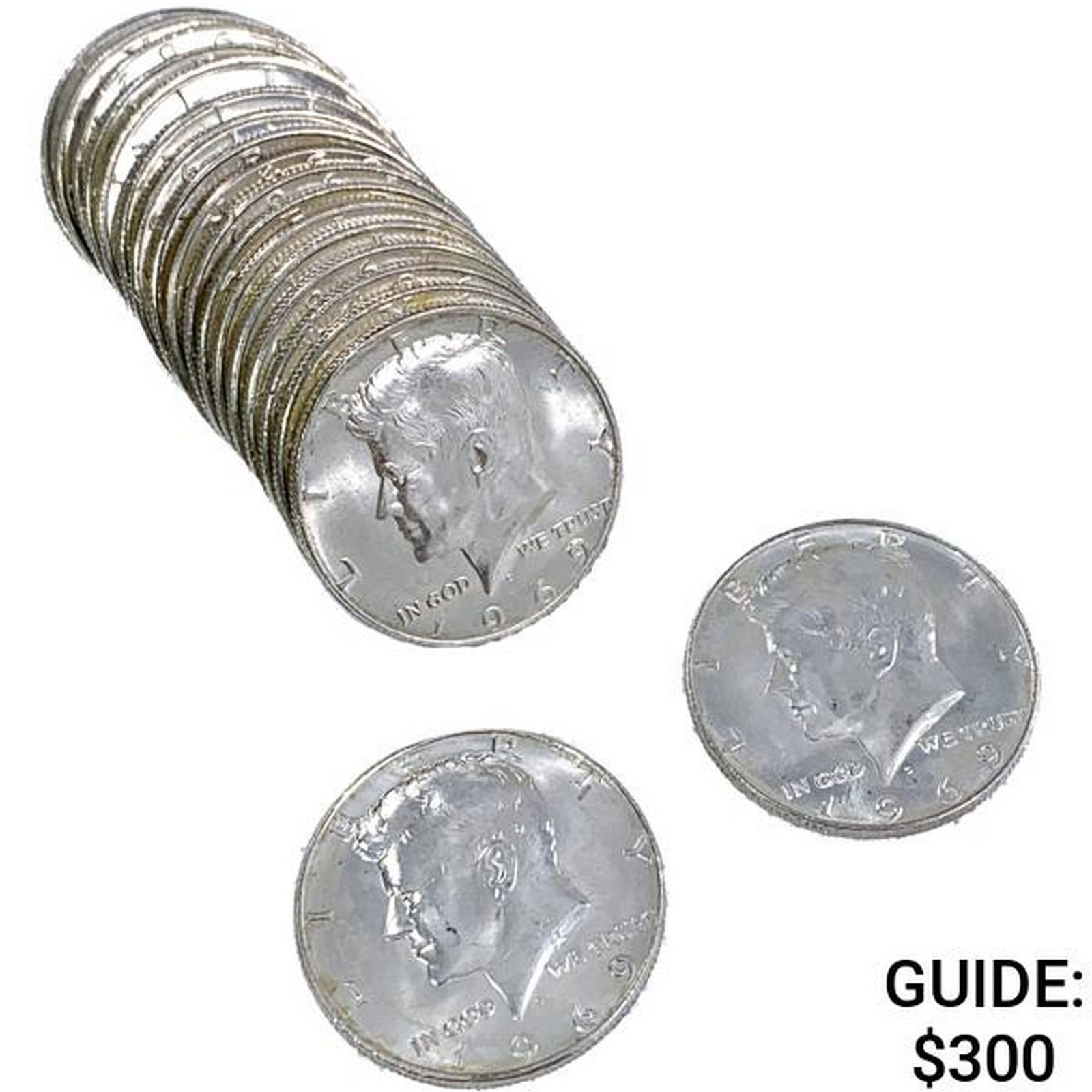 1969-D Roll of 40% Silver Kennedy Half Dollars [20 (1 of 4)