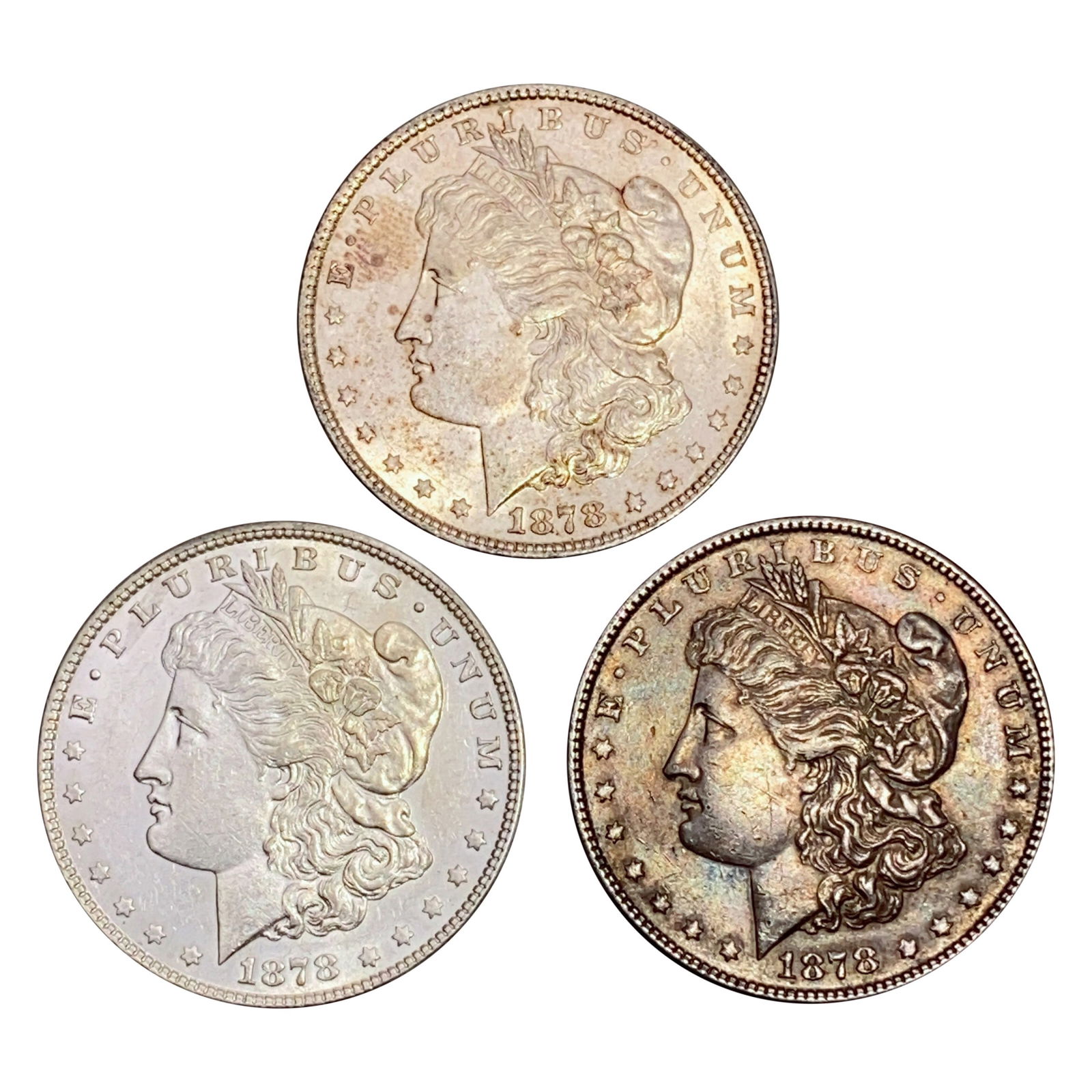 1878 7/8 TF Morgan Silver Dollars [3 Coins] (1 of 2)