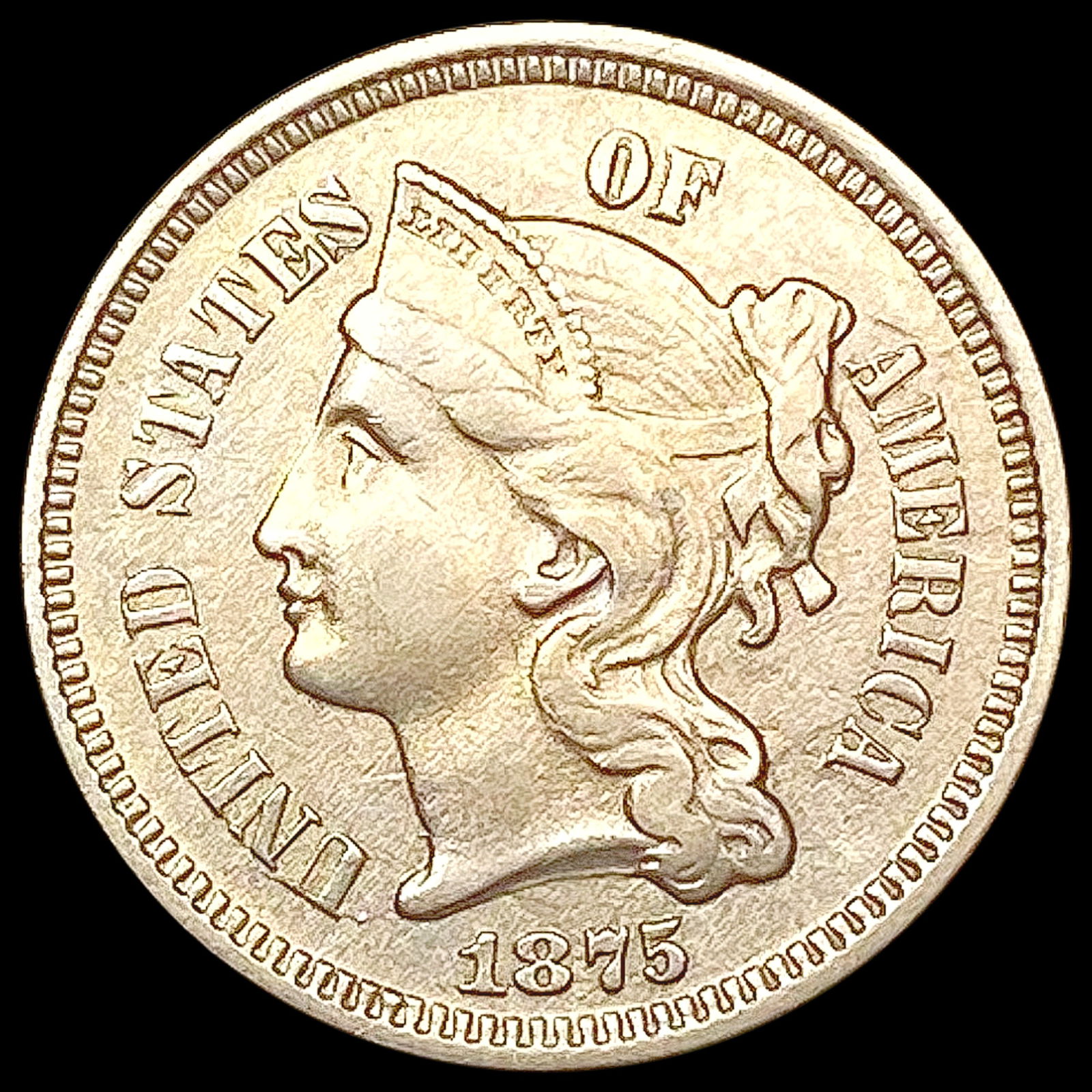 1875 Nickel Three Cent CLOSELY UNCIRCULATED (1 of 2)