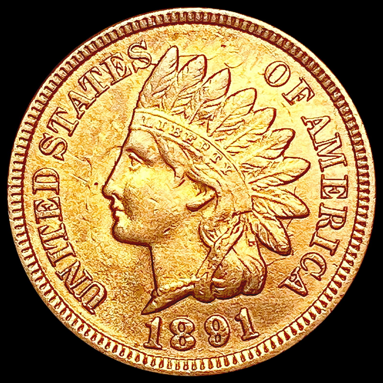 1891 RED Indian Head Cent UNCIRCULATED (1 of 2)