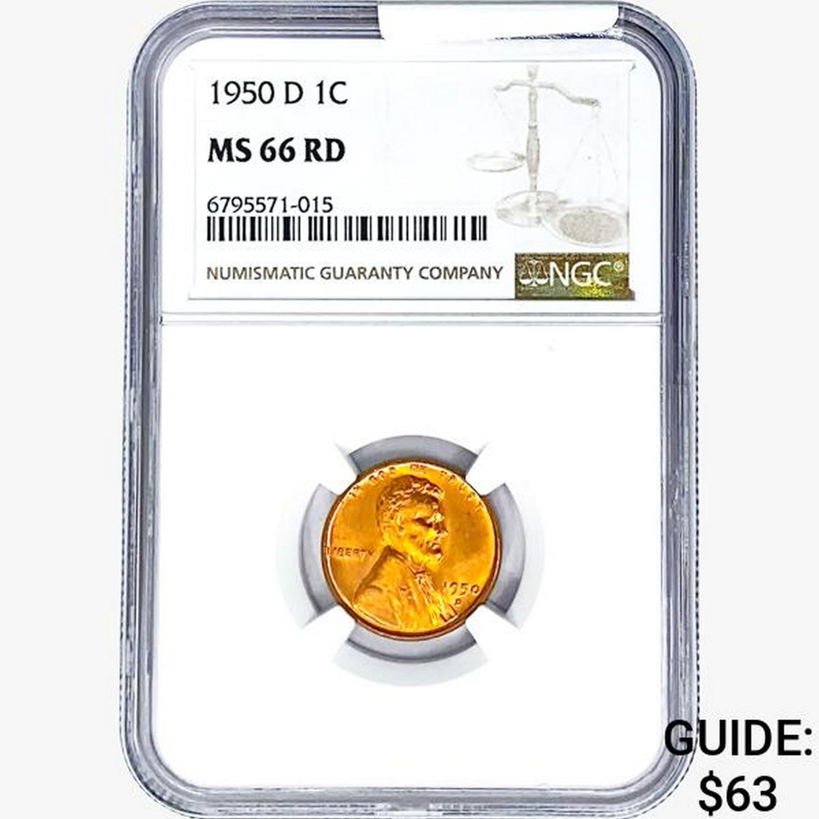 1950-D Wheat Cent NGC MS66 RD (1 of 2)