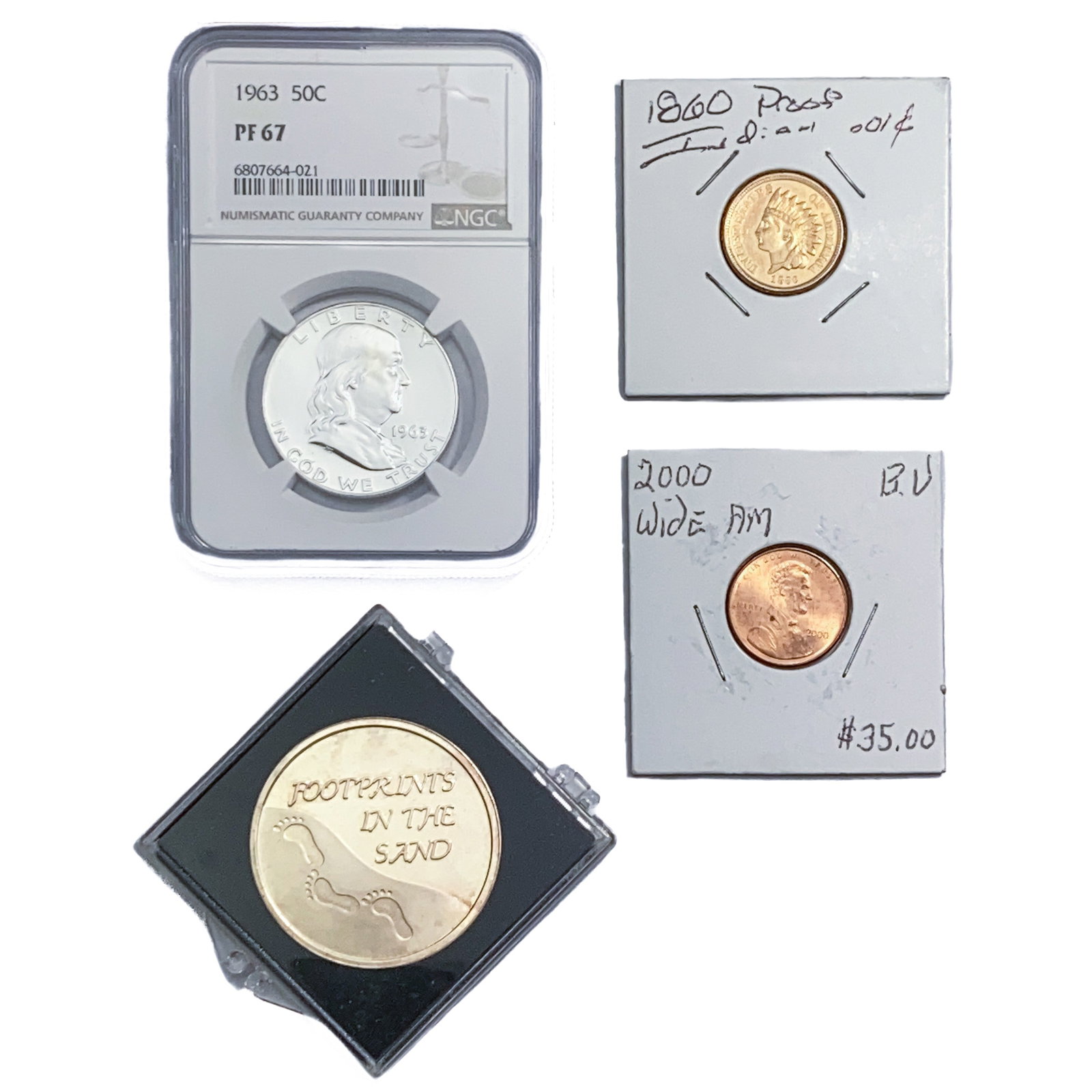 1860-2000 Varied US Coinage [4 Coins]: 1860-2000 Varied US Coinage [4 Coins]