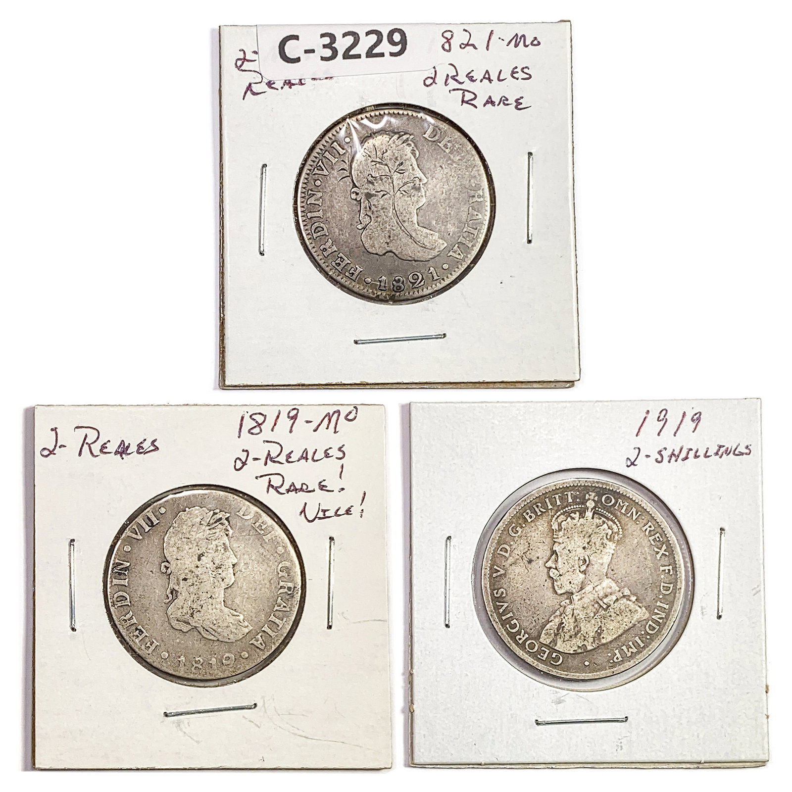1819-1919 Mexian 2 Reales and Australian 2 Shillin: 1819-1919 Mexian 2 Reales and Australian 2 Shillin