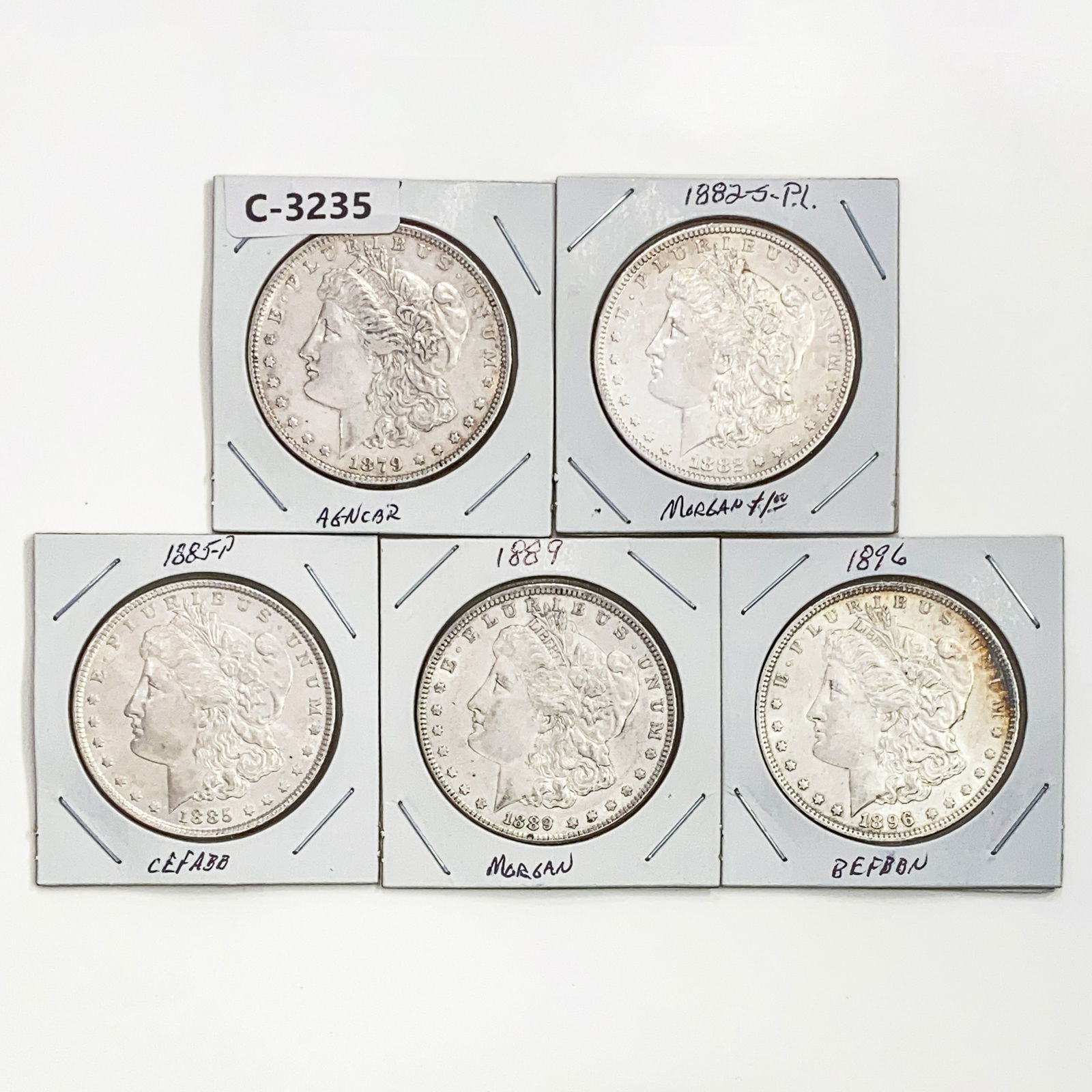 1879-1896 Varied Date Morgan Silver Dollars [5 Coi (1 of 2)