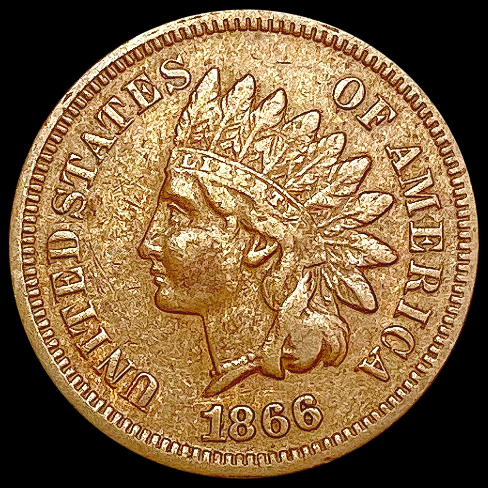 1866 Indian Head Cent NEARLY UNCIRCULATED (1 of 2)