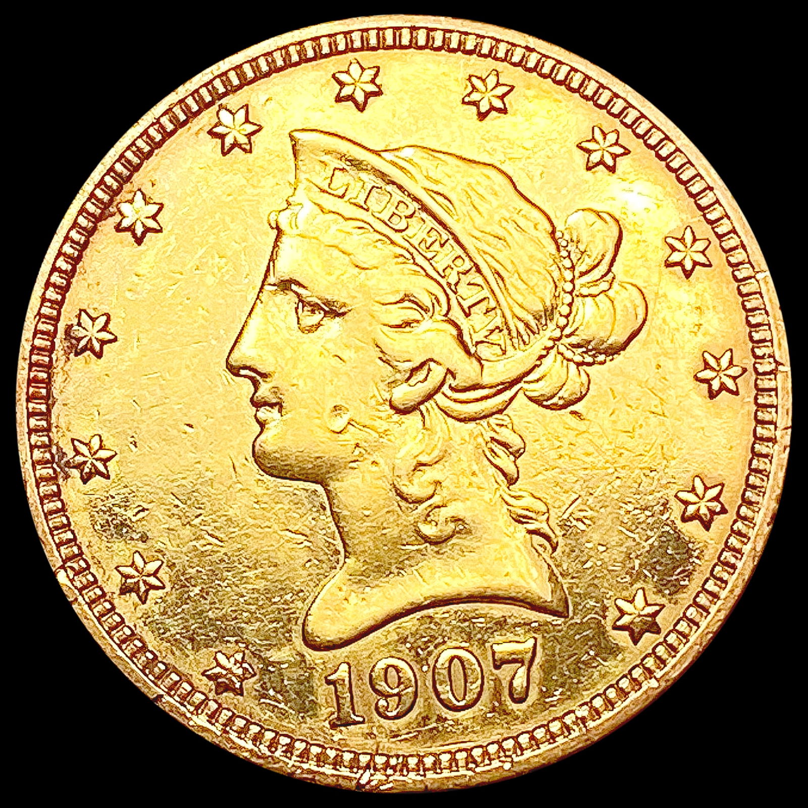 1907 $10 Gold Eagle NEARLY UNCIRCULATED (1 of 2)