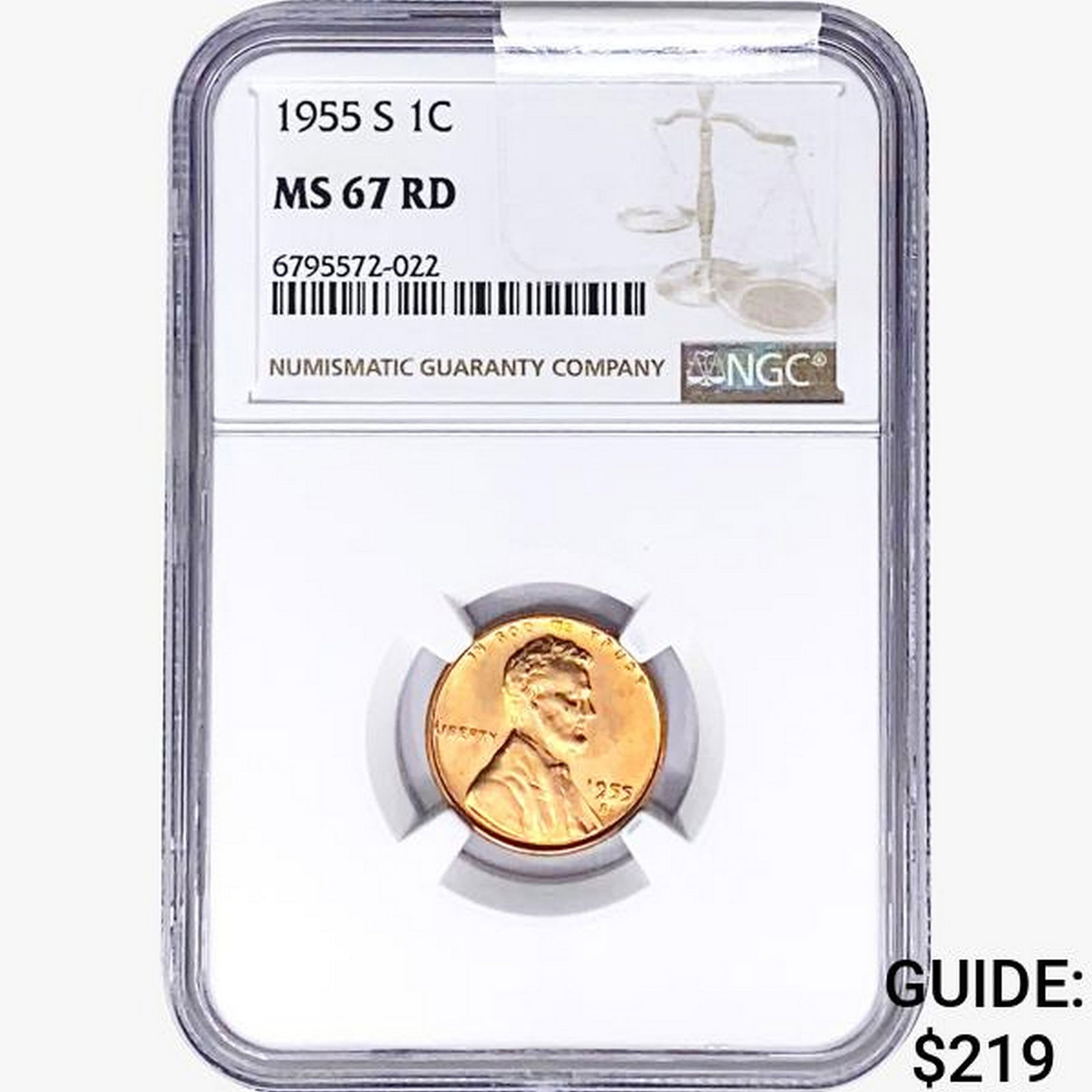 1955-S Wheat Cent NGC MS67 RD (1 of 2)