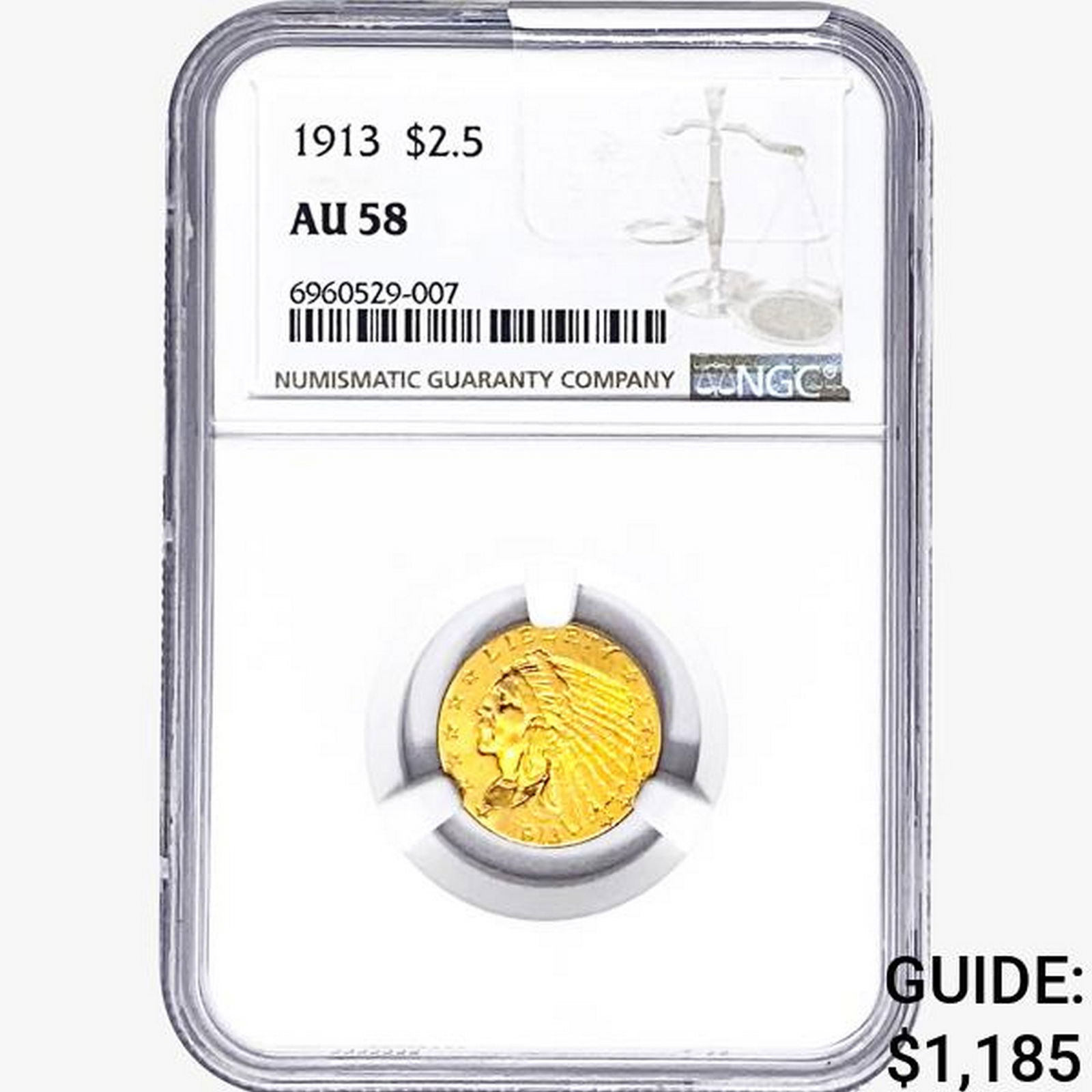 1913 $2.50 Gold Quarter Eagle NGC AU58 (1 of 2)