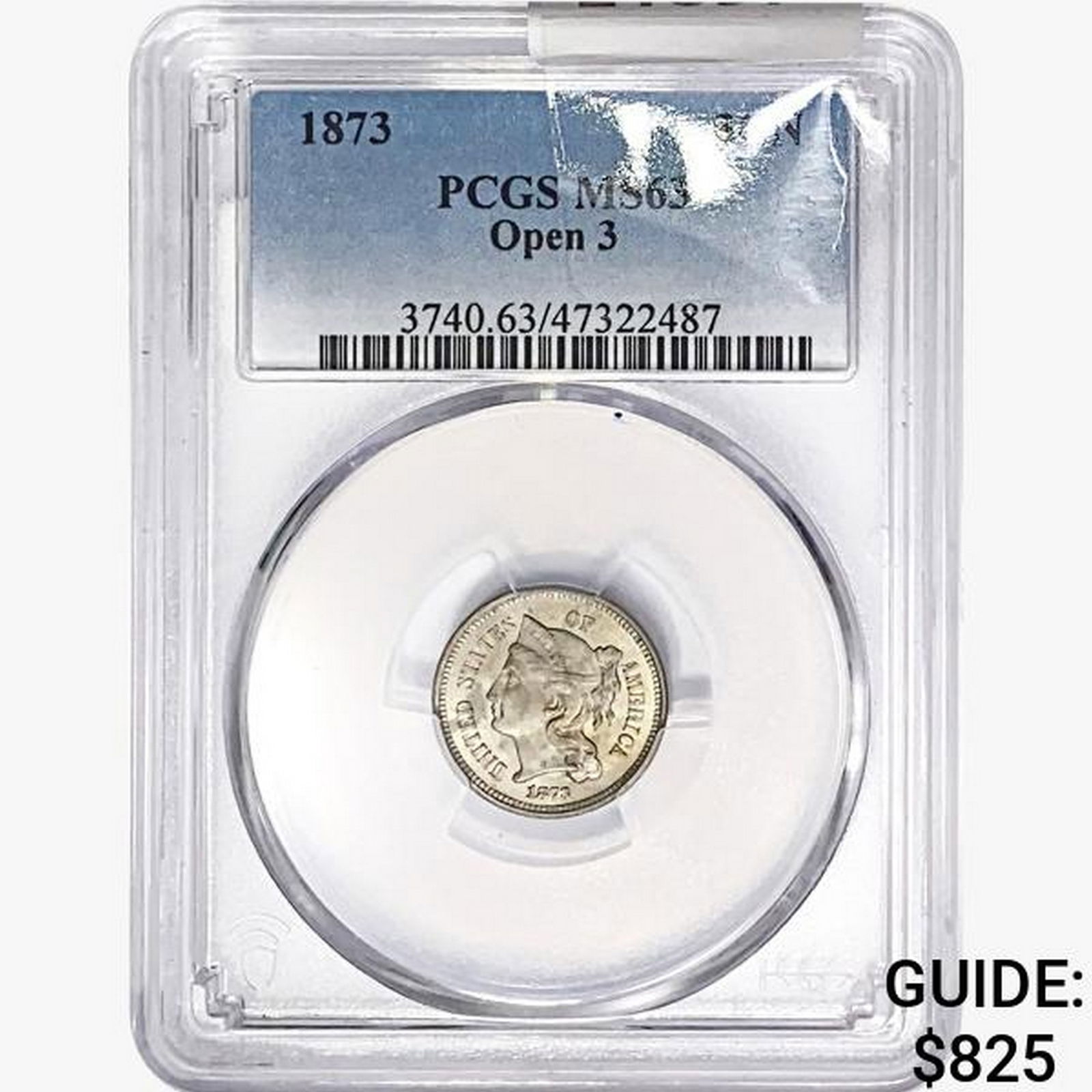 1873 Nickel Three Cent PCGS MS63 Open 3 (1 of 2)