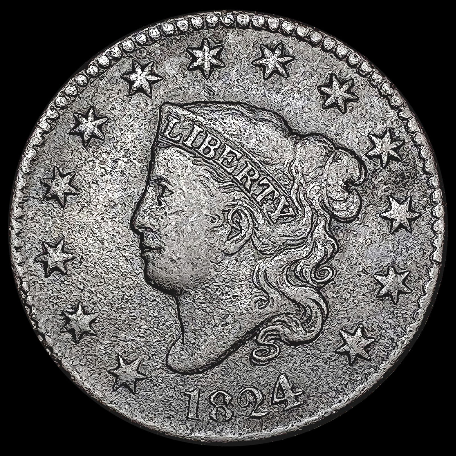 1824 Coronet Head Large Cent NICELY CIRCULATED (1 of 2)