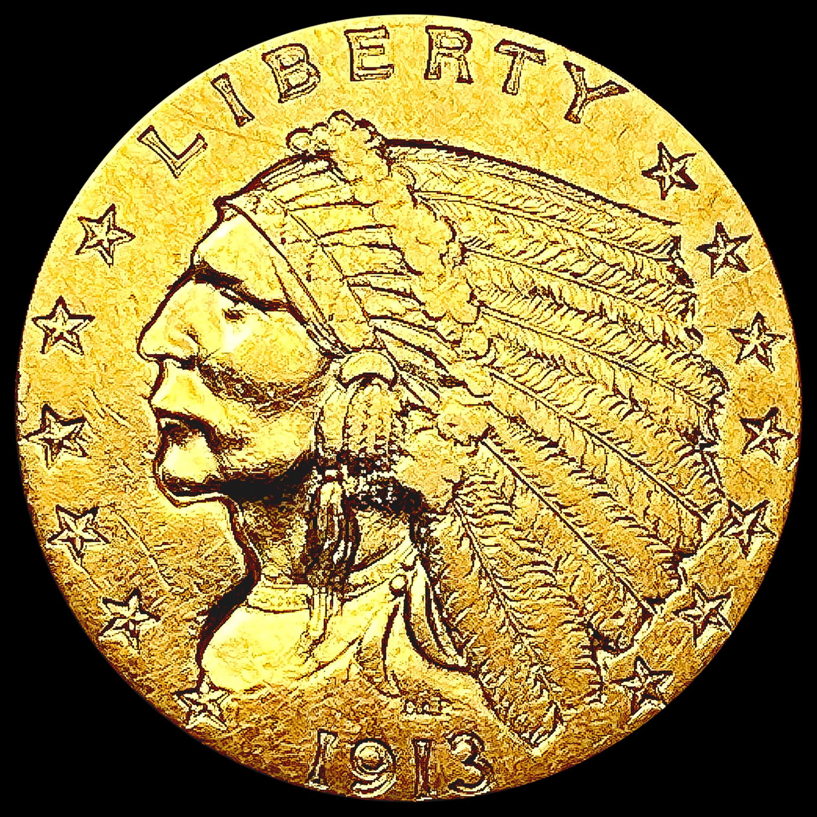 1913 $2.50 Gold Quarter Eagle CLOSELY UNCIRCULATED (1 of 2)