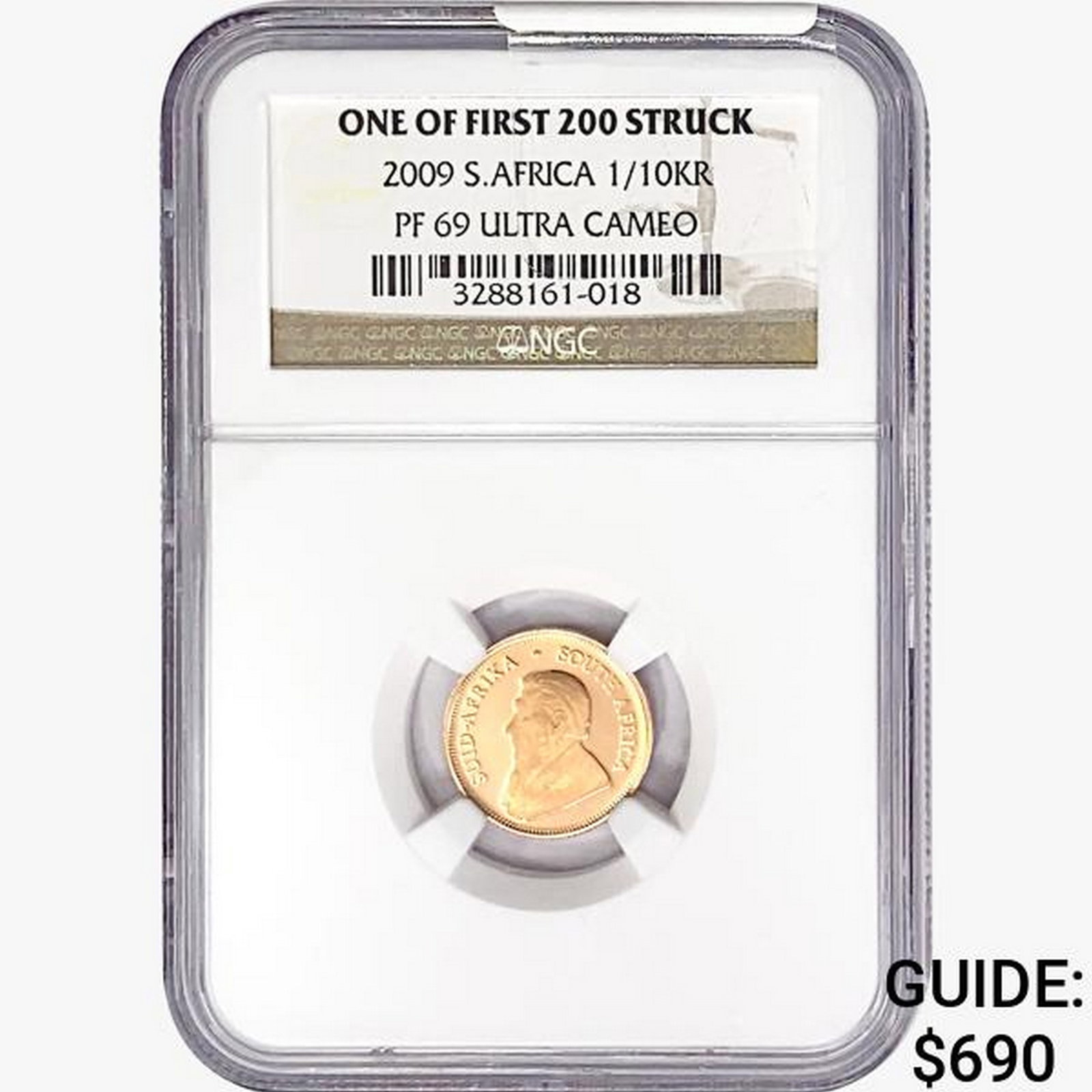 2009 .917oz. Gold S.Africa 1/10 Krugerrand NGC PF6: 2009 .917oz. Gold S.Africa 1/10 Krugerrand NGC PF6