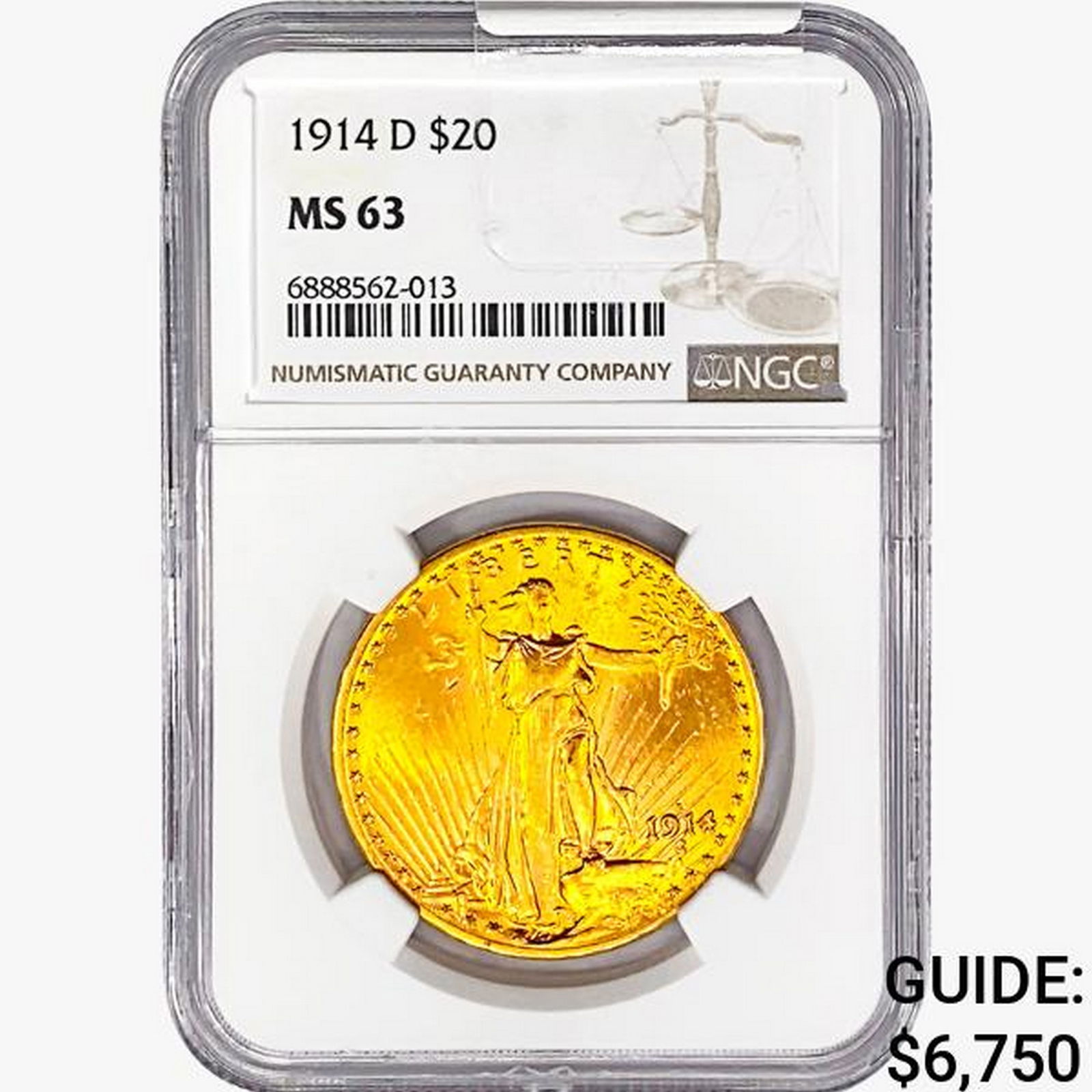1914-D $20 Gold Double Eagle NGC MS63 (1 of 2)