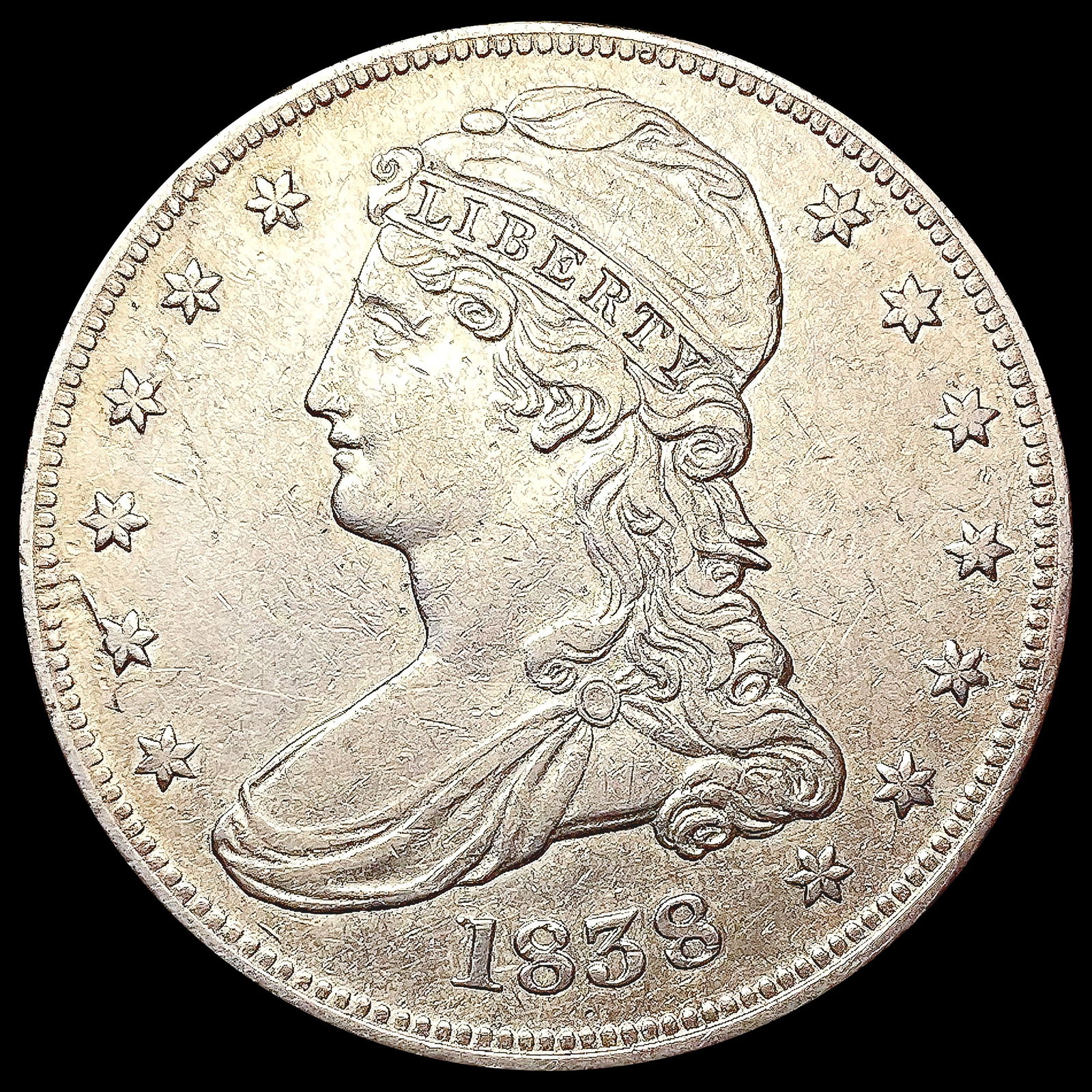 1838 Capped Bust Half Dollar CLOSELY UNCIRCULATED (1 of 2)