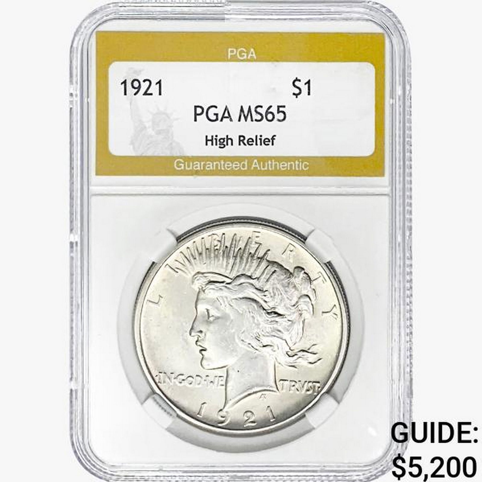 1921 Silver Peace Dollar PGA MS65 HR (1 of 2)