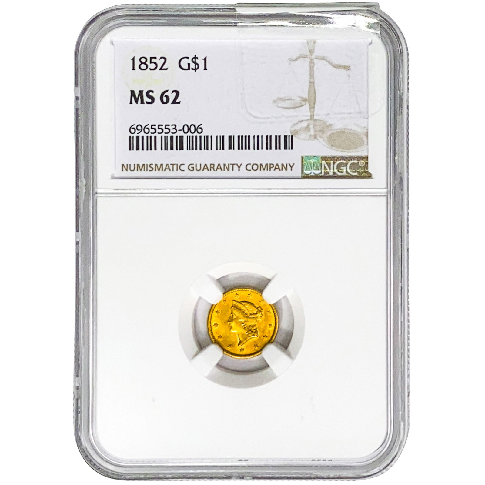 1852 Rare Gold Dollar NGC MS62 (1 of 2)