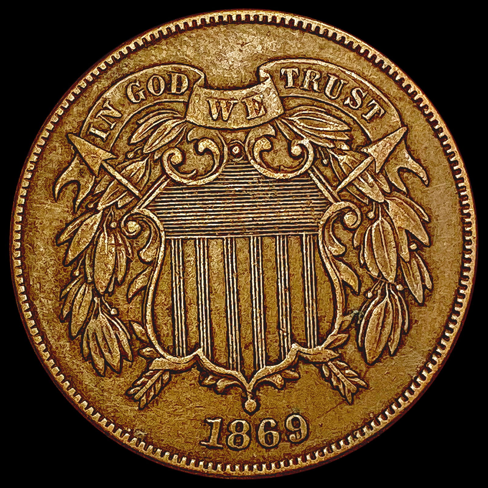 1869 Two Cent Piece CLOSELY UNCIRCULATED (1 of 2)