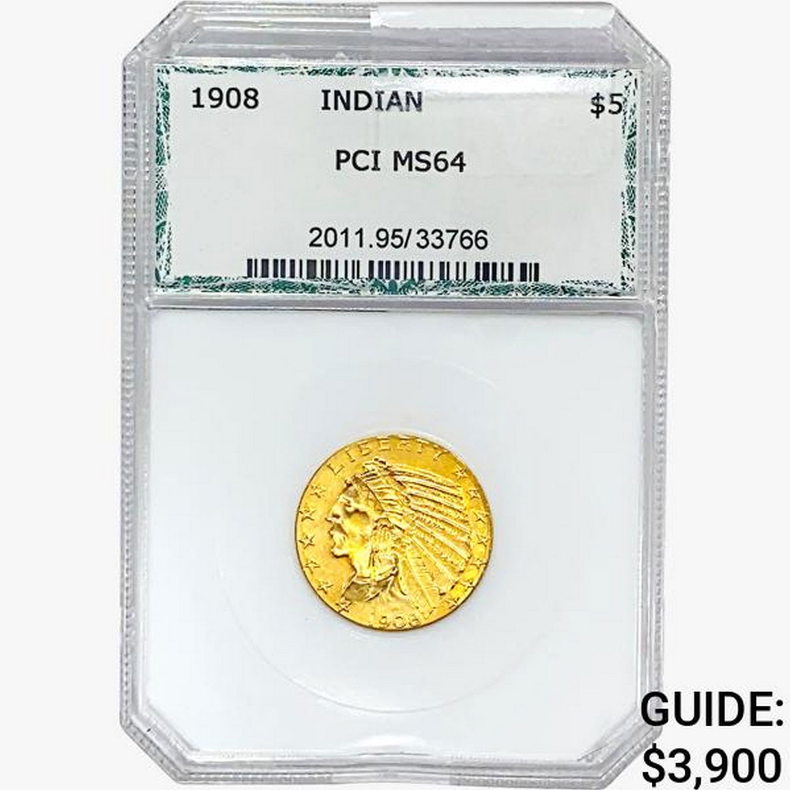 1908 $5 Gold Half Eagle PCI MS64 (1 of 2)