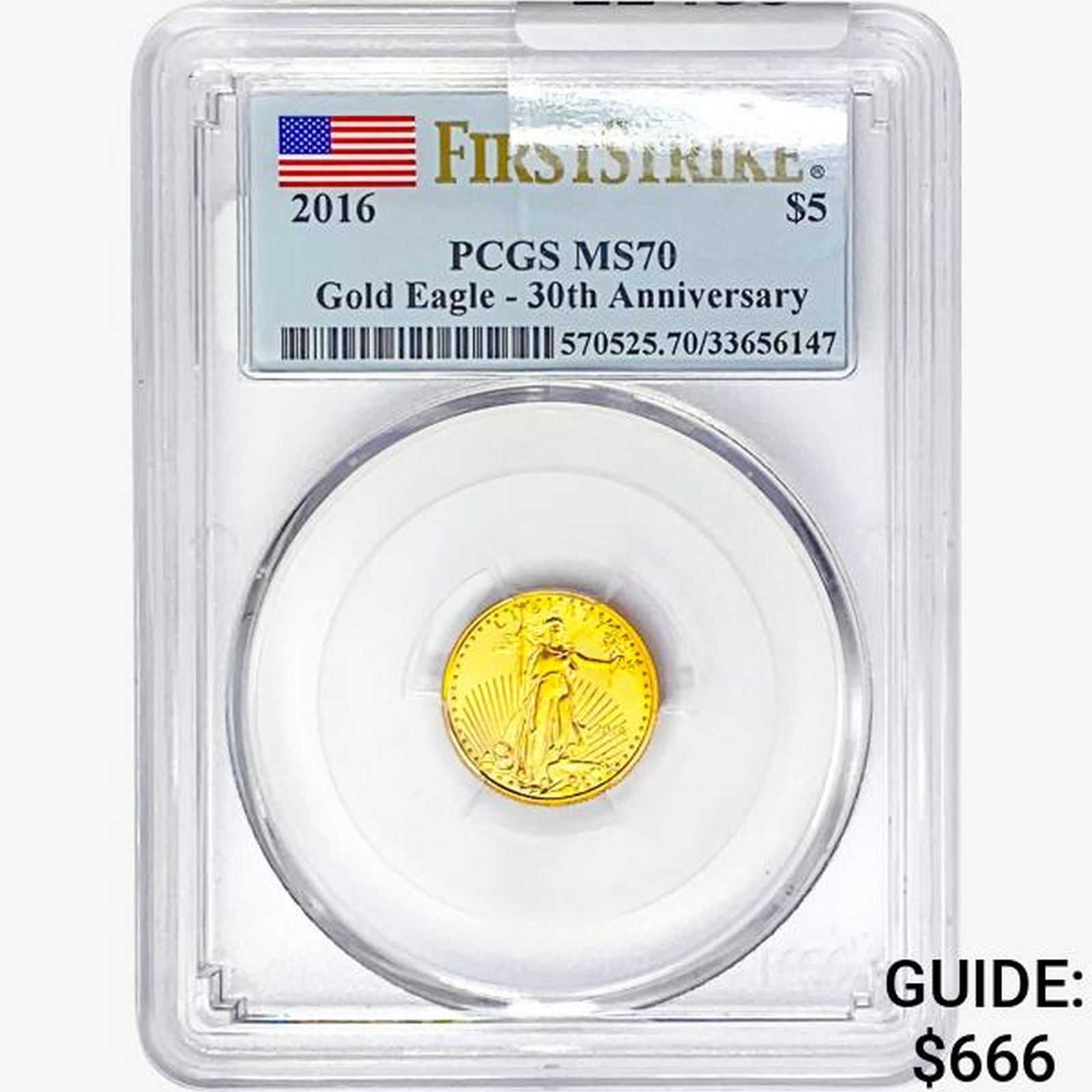 2016 $5 1/10oz. Gold Eagle PCGS MS70 (1 of 2)