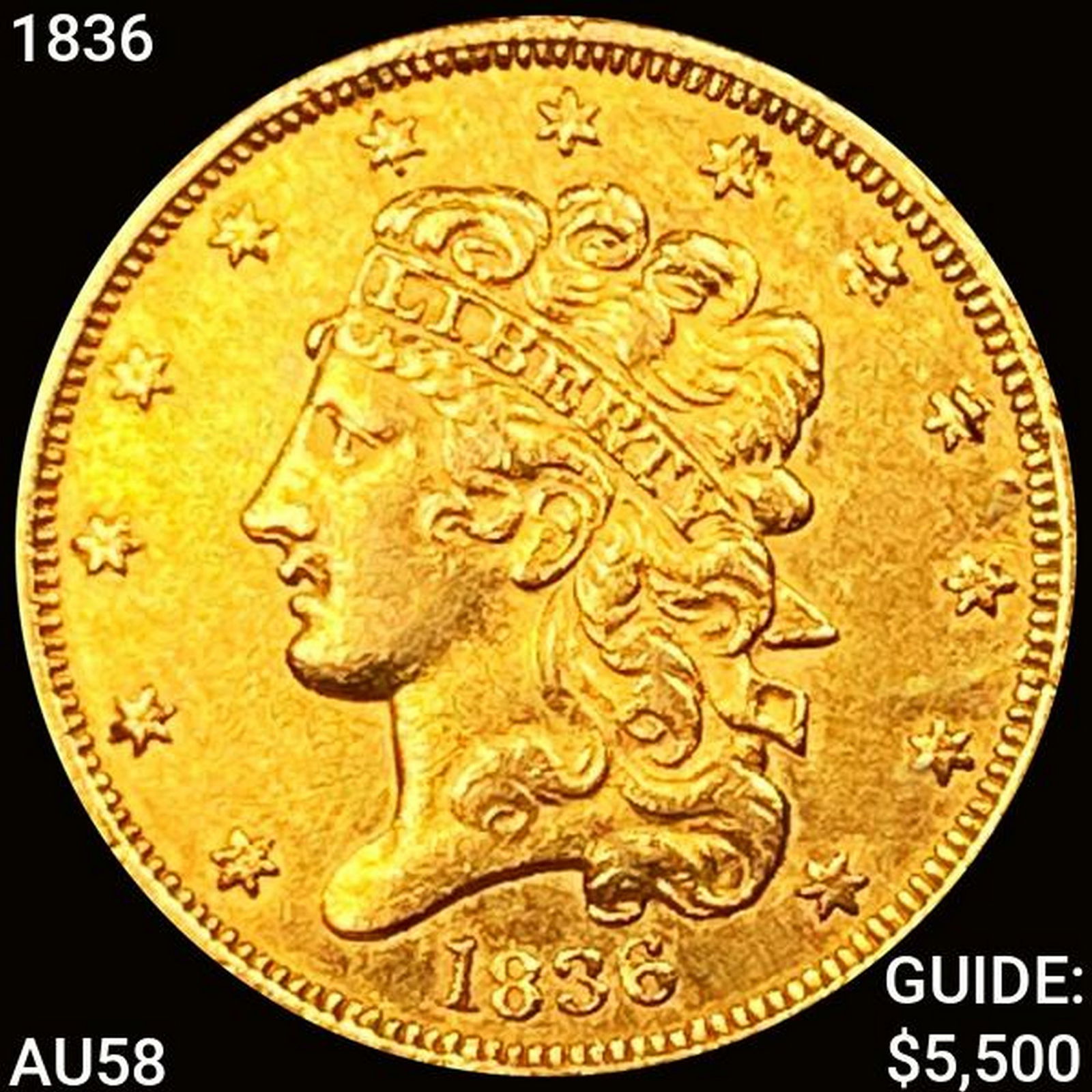 1836 $5 Gold Half Eagle CHOICE AU (1 of 2)