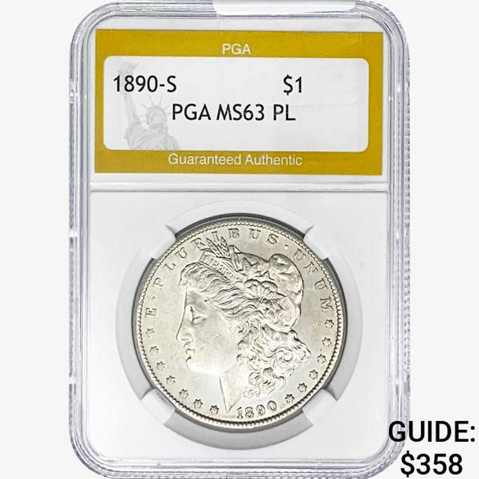 1890-S Morgan Silver Dollar PGA MS63 PL (1 of 2)