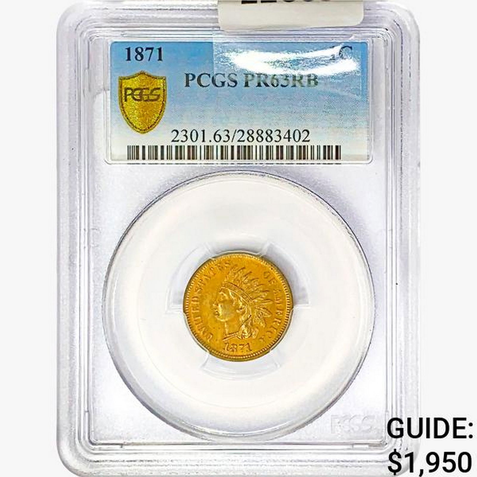 1871 Indian Head Cent PCGS PR63 RB (1 of 2)