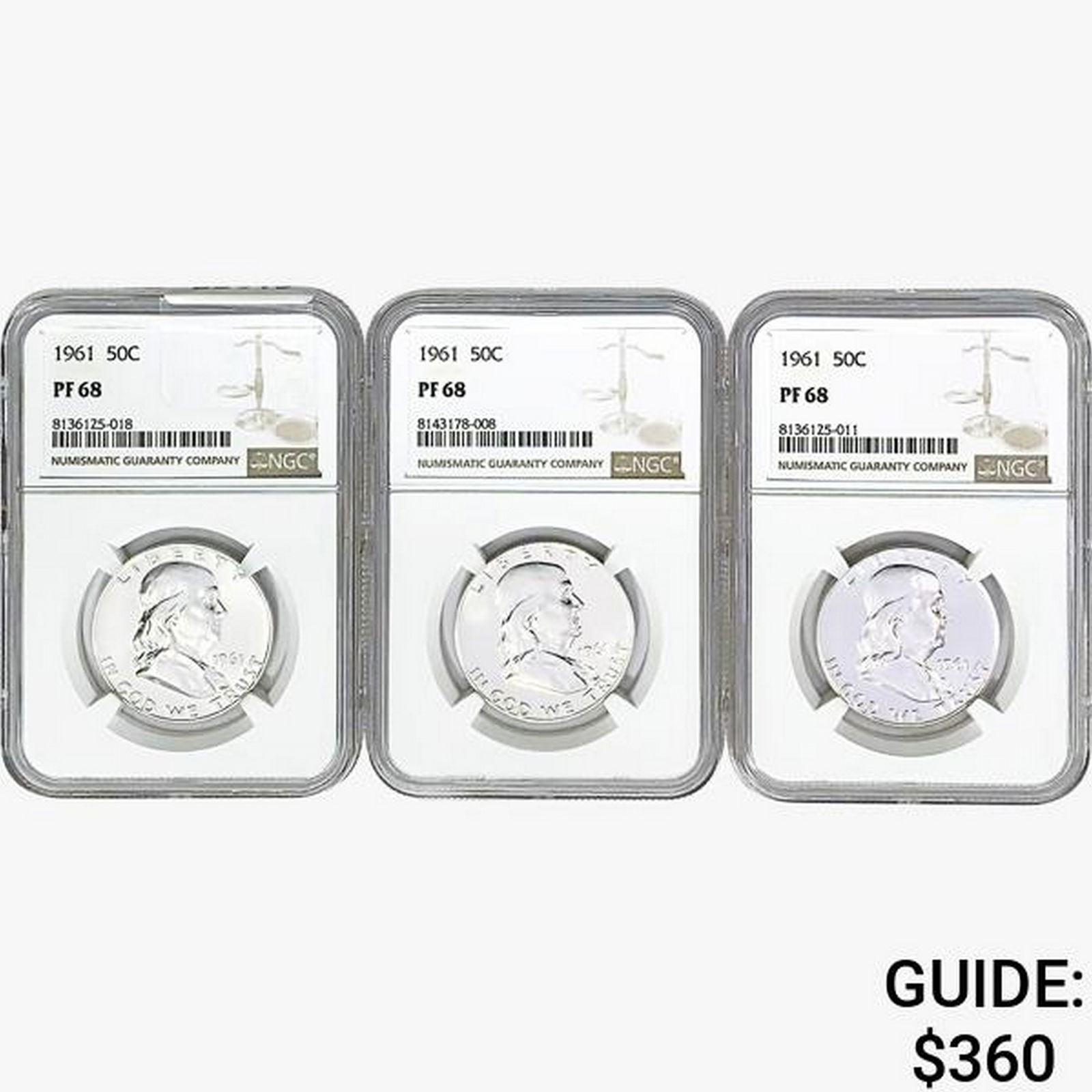 1961 [3] Franklin Half Dollar NGC PF68 (1 of 2)