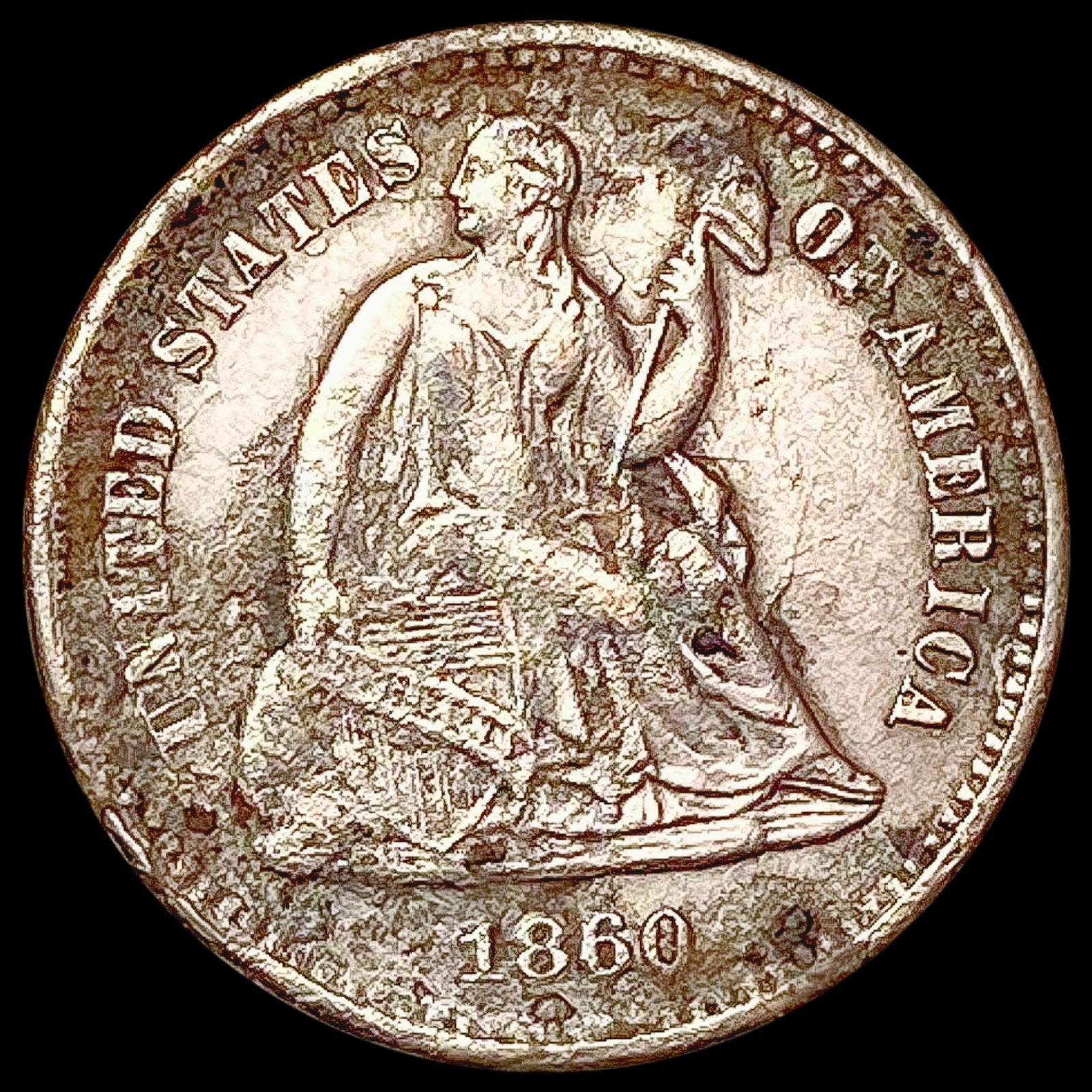 1860 Seated Liberty Half Dime LIGHTLY CIRCULATED (1 of 2)