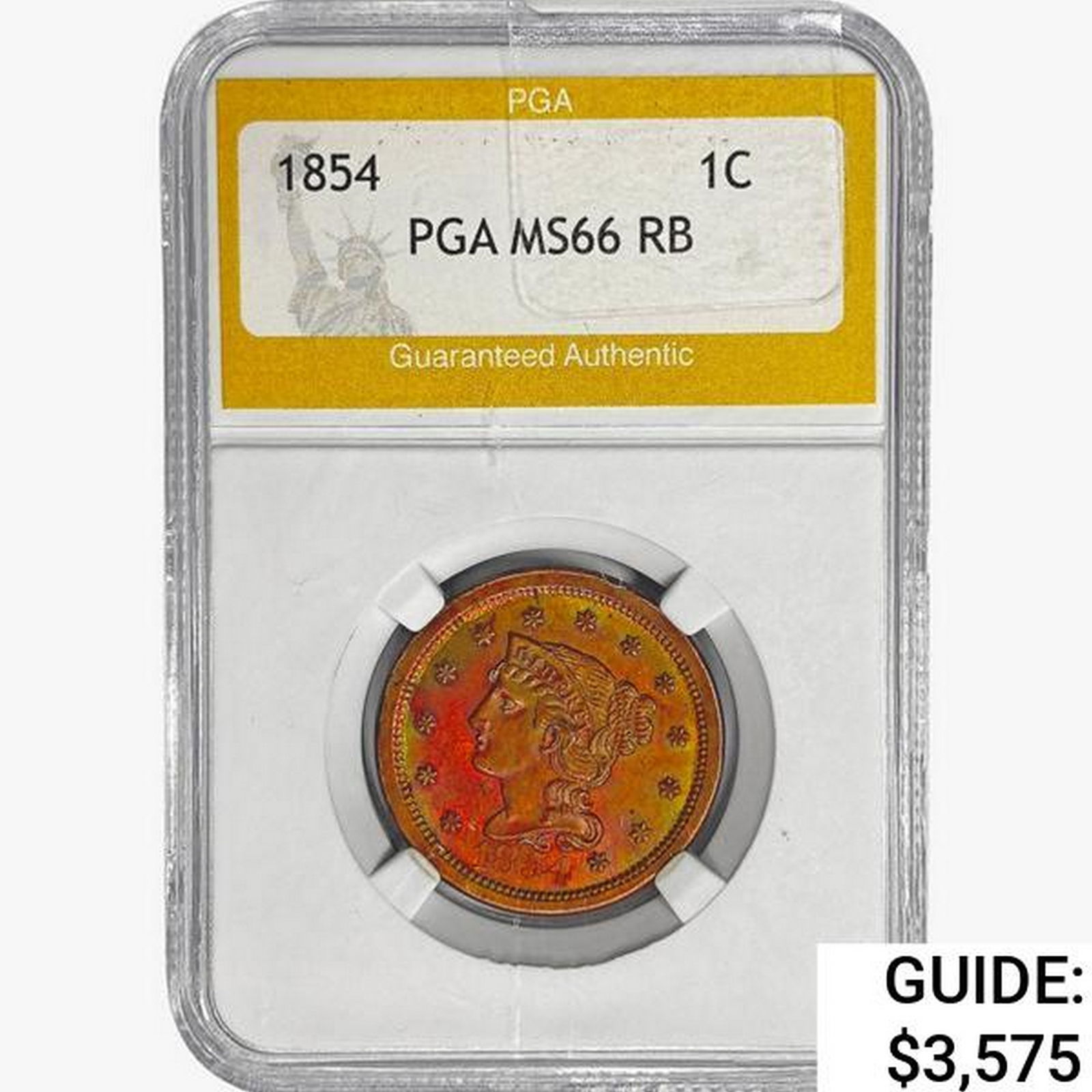 1854 Braided Hair Large Cent PGA MS66 RB (1 of 2)