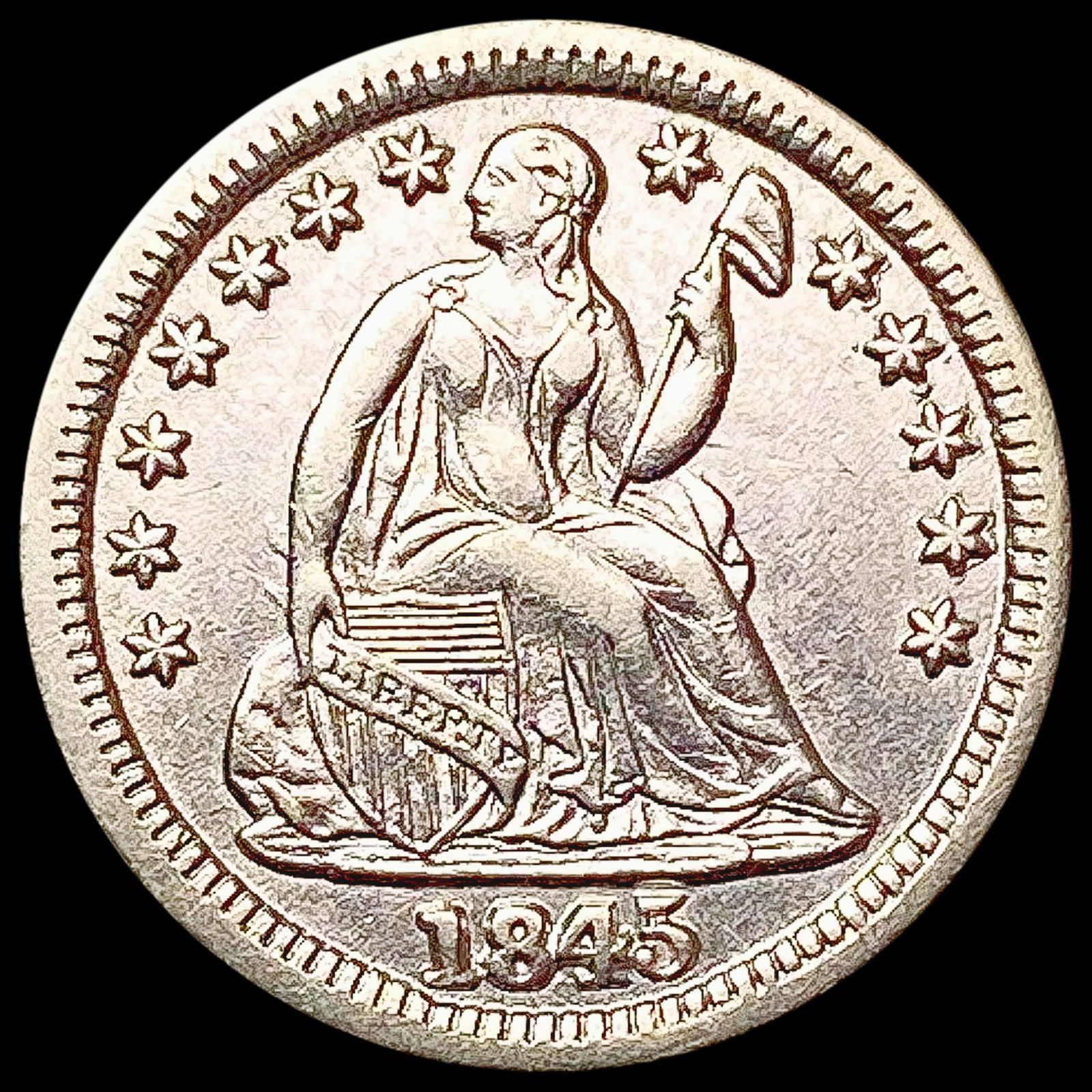 1845 Seated Liberty Half Dime CHOICE AU (1 of 2)