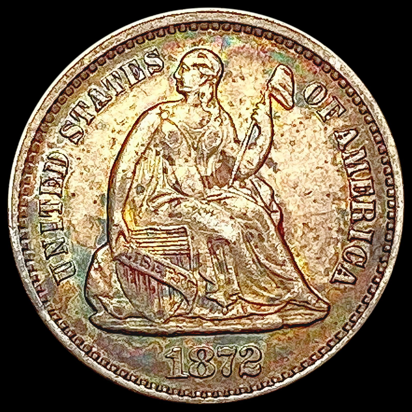 1872 Seated Liberty Half Dime CLOSELY UNCIRCULATED (1 of 2)