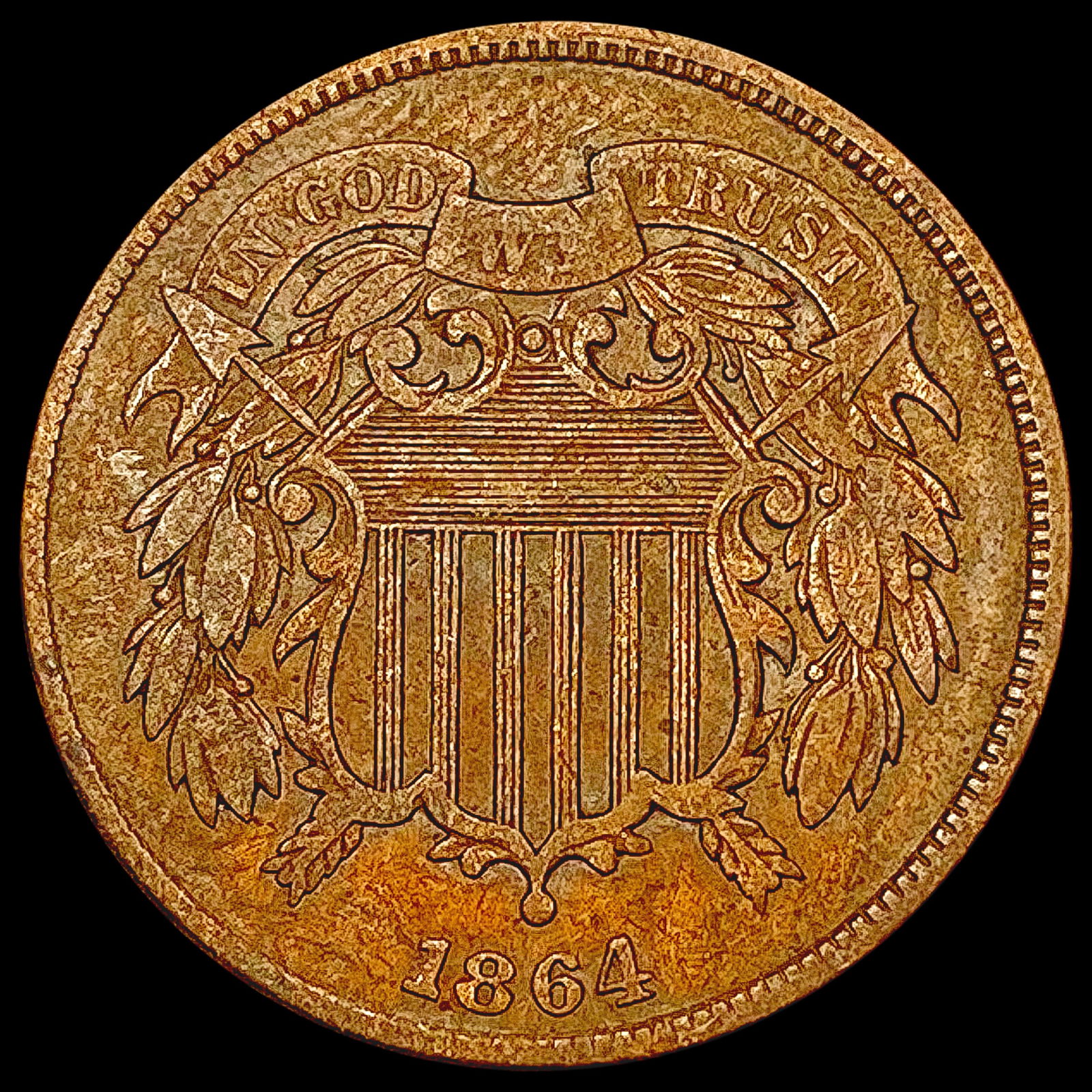 1864 Two Cent Piece NEARLY UNCIRCULATED (1 of 2)