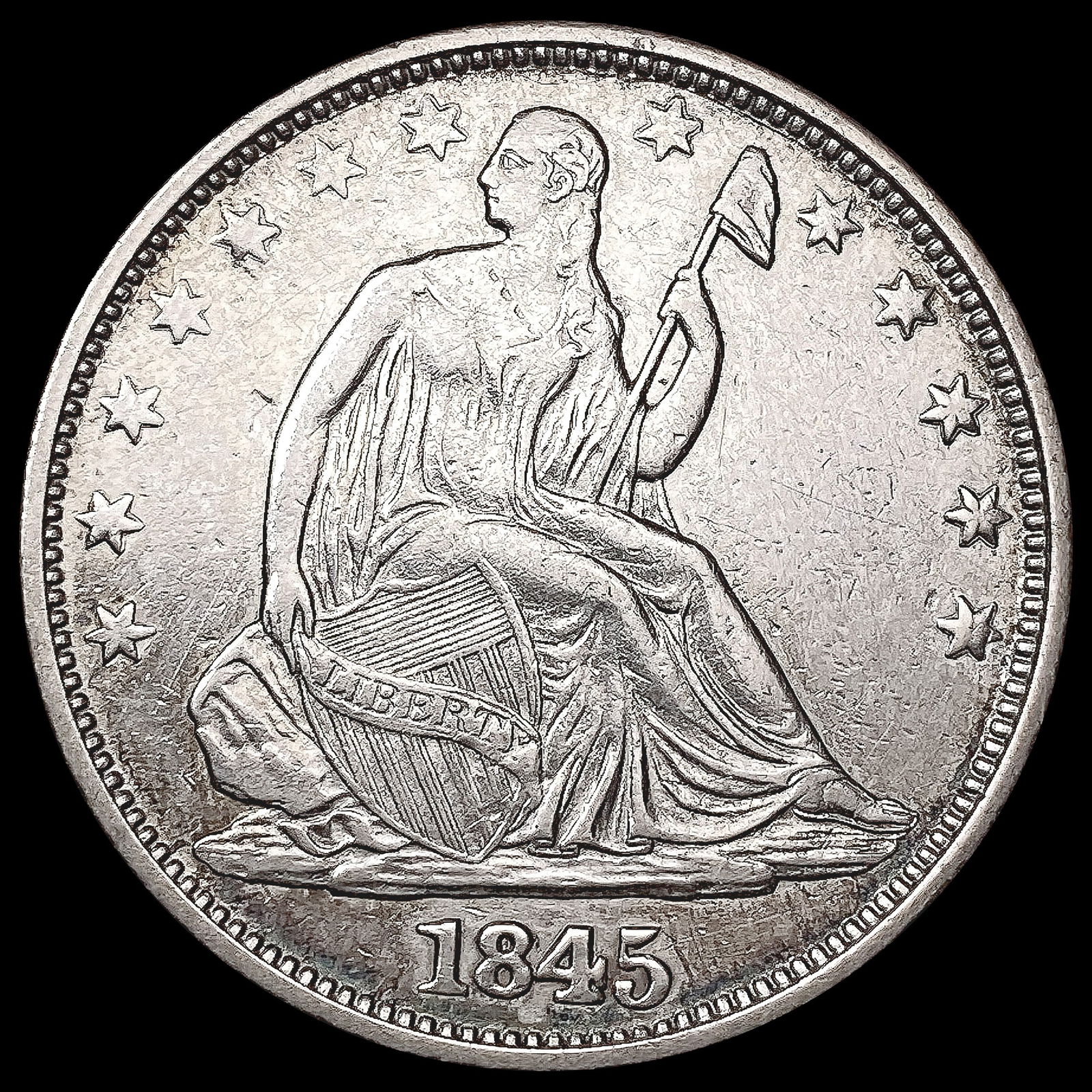 1845-O Seated Liberty Half Dollar CLOSELY UNCIRCUL (1 of 2)