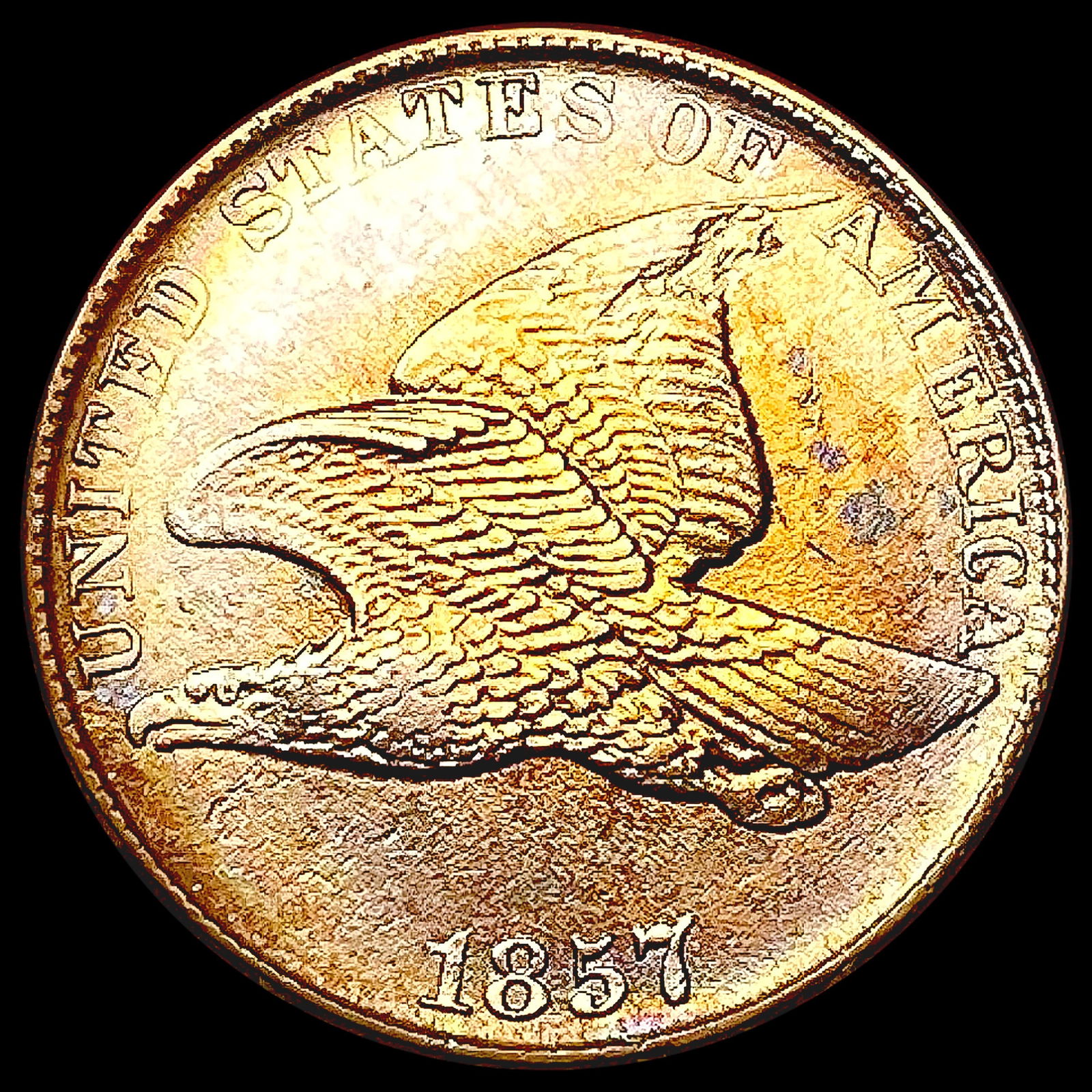 1857 Toned Flying Eagle Cent CHOICE AU (1 of 2)