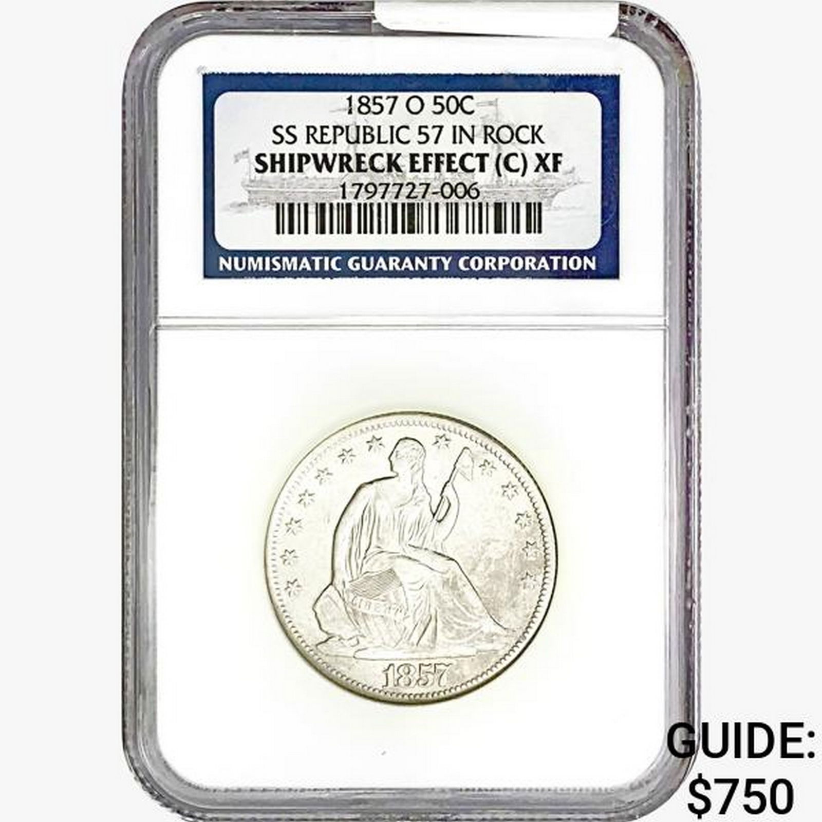 1857-O Seated Lib. 50C NGC Shipwreck Effect (C)XF (1 of 2)