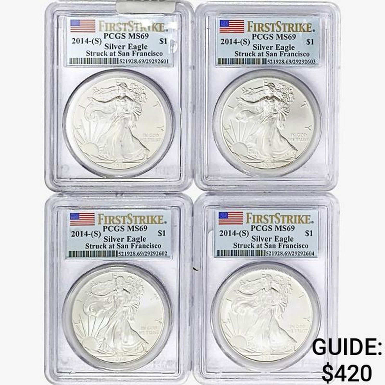 2014 (S) [4] Silver Eagle PCGS MS69 First Strike (1 of 2)