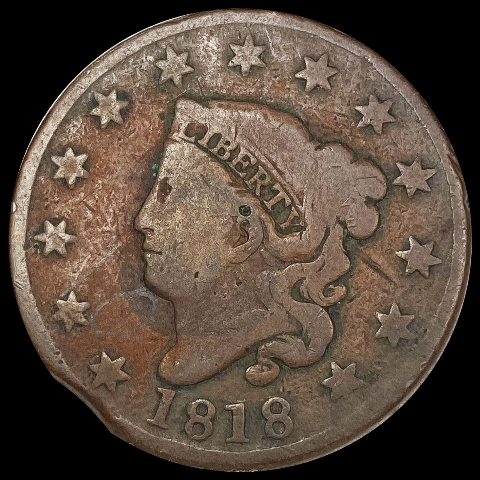 1818 Coronet Head Large Cent NICELY CIRCULATED (1 of 2)