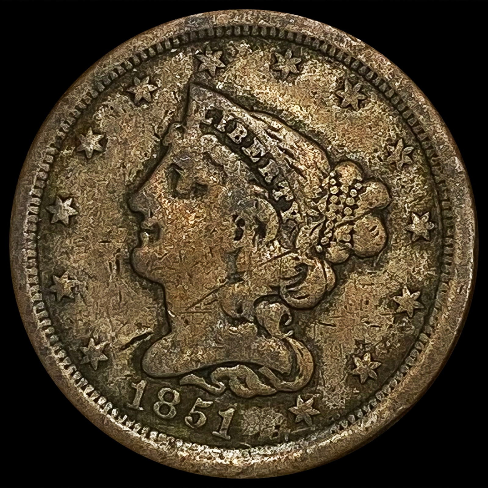 1851 Braided Hair Half Cent NICELY CIRCULATED (1 of 2)