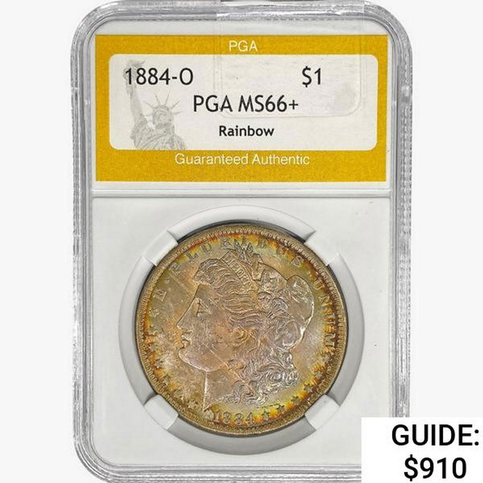 1884-O Morgan Silver Dollar PGA MS66+ Rainbow (1 of 2)