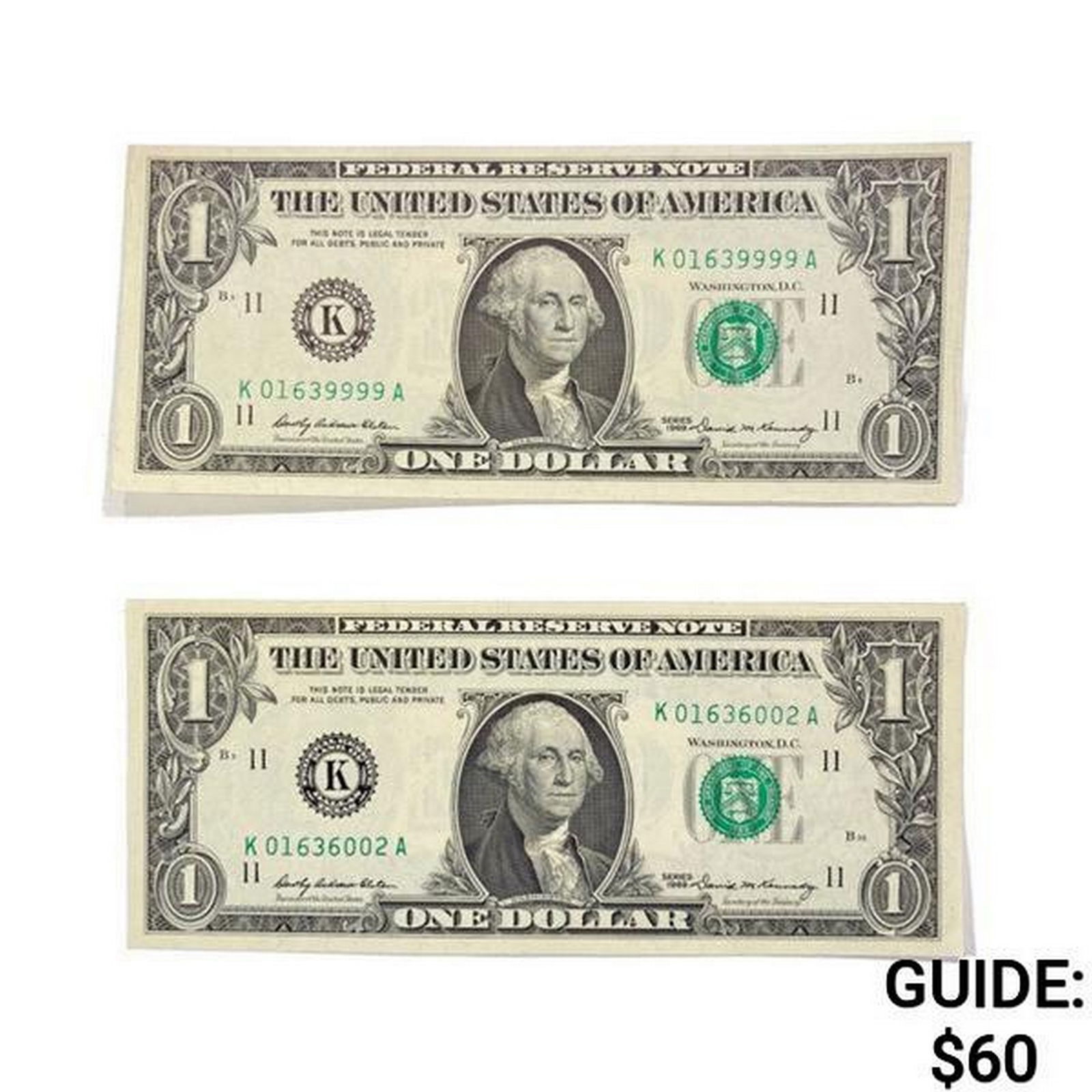 (2) 1969 $1 Fed Reserve Notes (1 of 2)