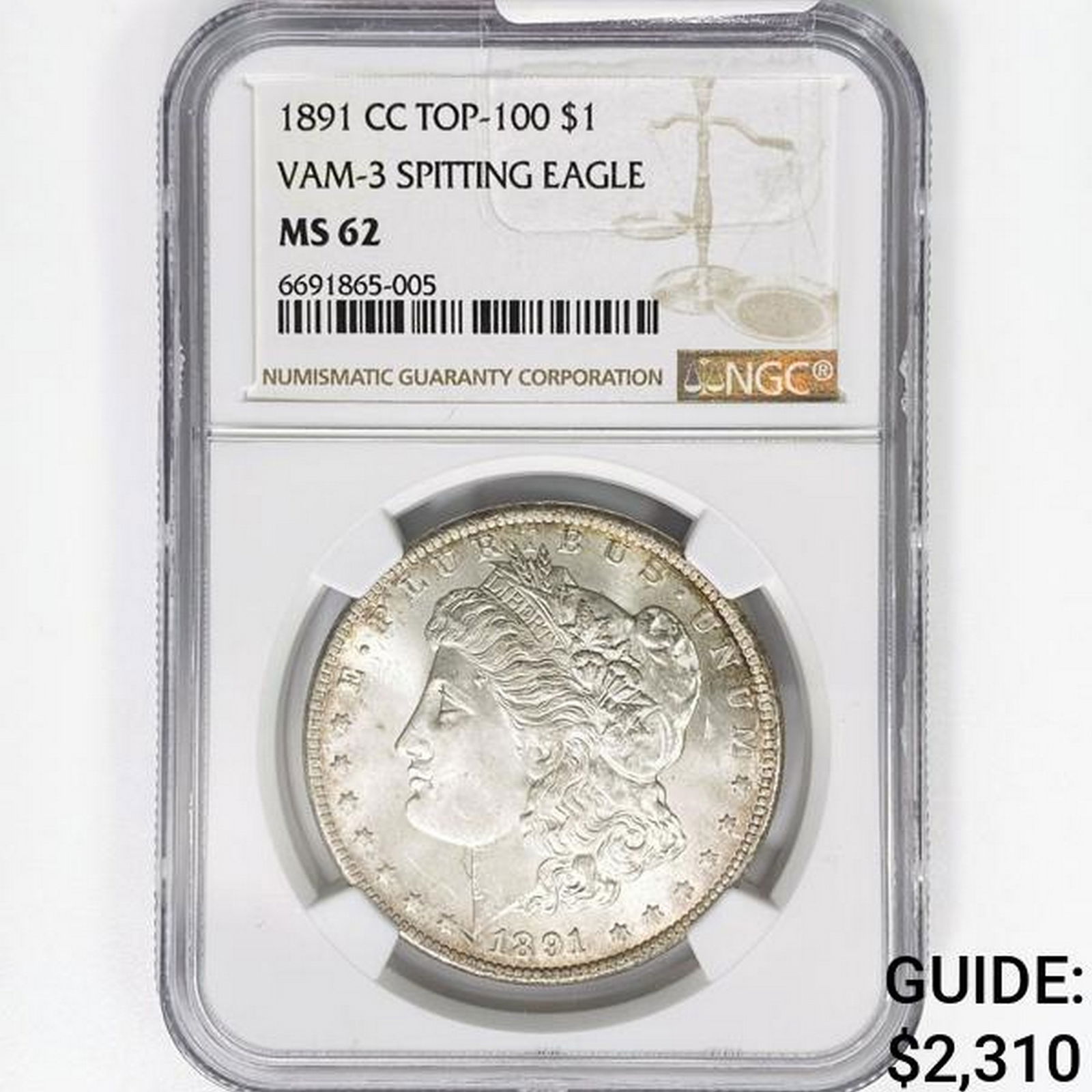 1891-CC Morgan Dollar NGC MS62 VAM-3 Spit. Eagle (1 of 2)