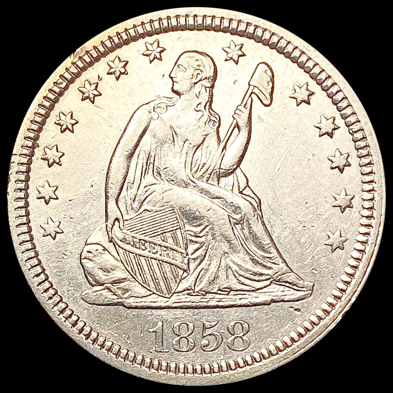 1858 Seated Liberty Quarter CLOSELY UNCIRCULATED (1 of 2)