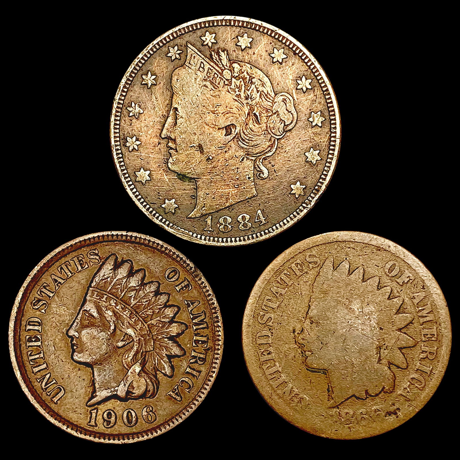 [3] Varied US Coinage [1866, 1884, 1906] HIGH GRAD (1 of 2)