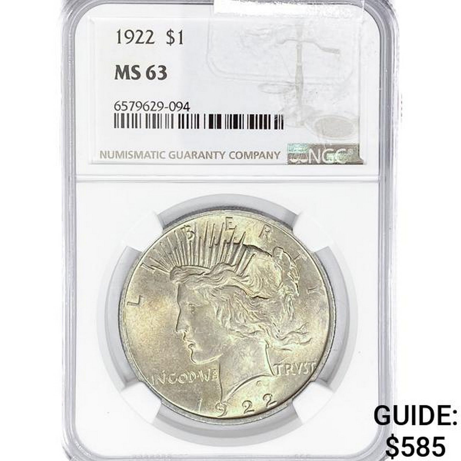 1922-1923 Set [5] Silver Peace Dollar NGC MS63 (1 of 2)