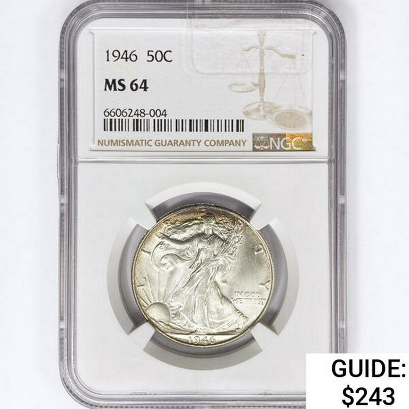 1946 Walking Liberty Half Dollar NGC MS64: 1946 Walking Liberty Half Dollar NGC MS64