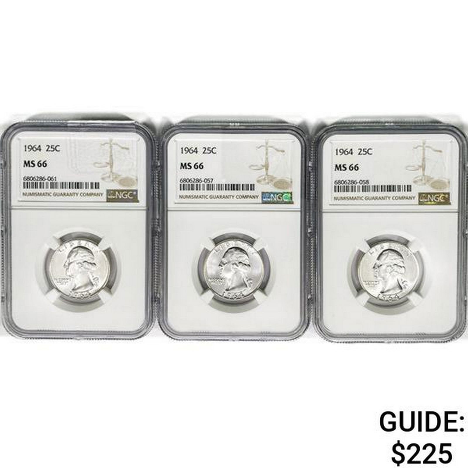 1964 [3] Washington Silver Quarter NGC MS66 (1 of 2)