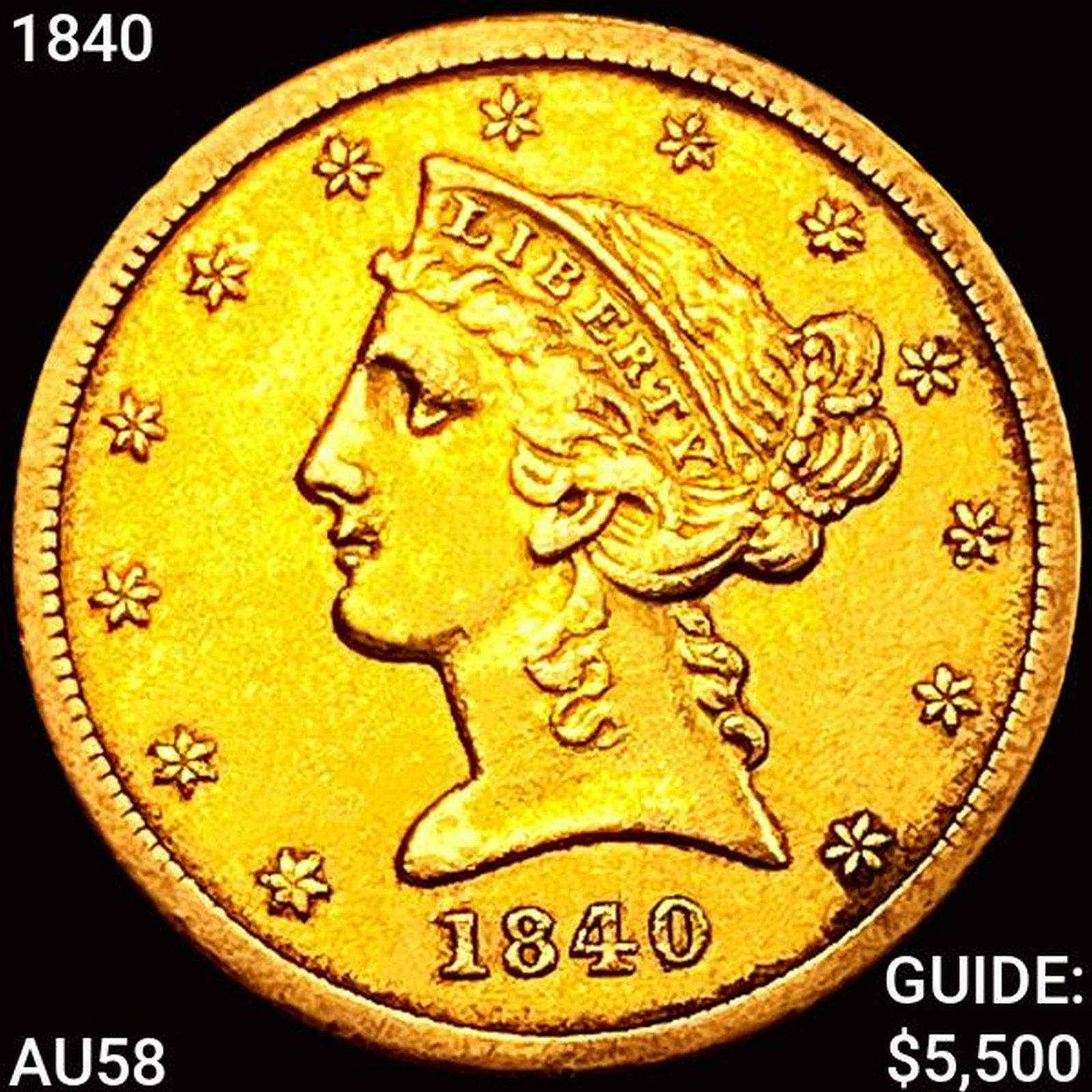1840 $5 Gold Half Eagle CHOICE AU (1 of 2)