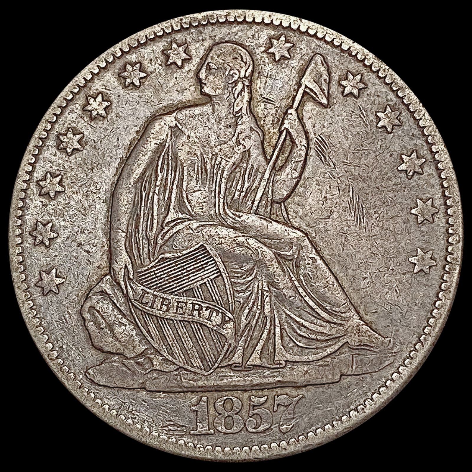 1857-O Seated Liberty Half Dollar LIGHTLY CIRCULAT (1 of 2)