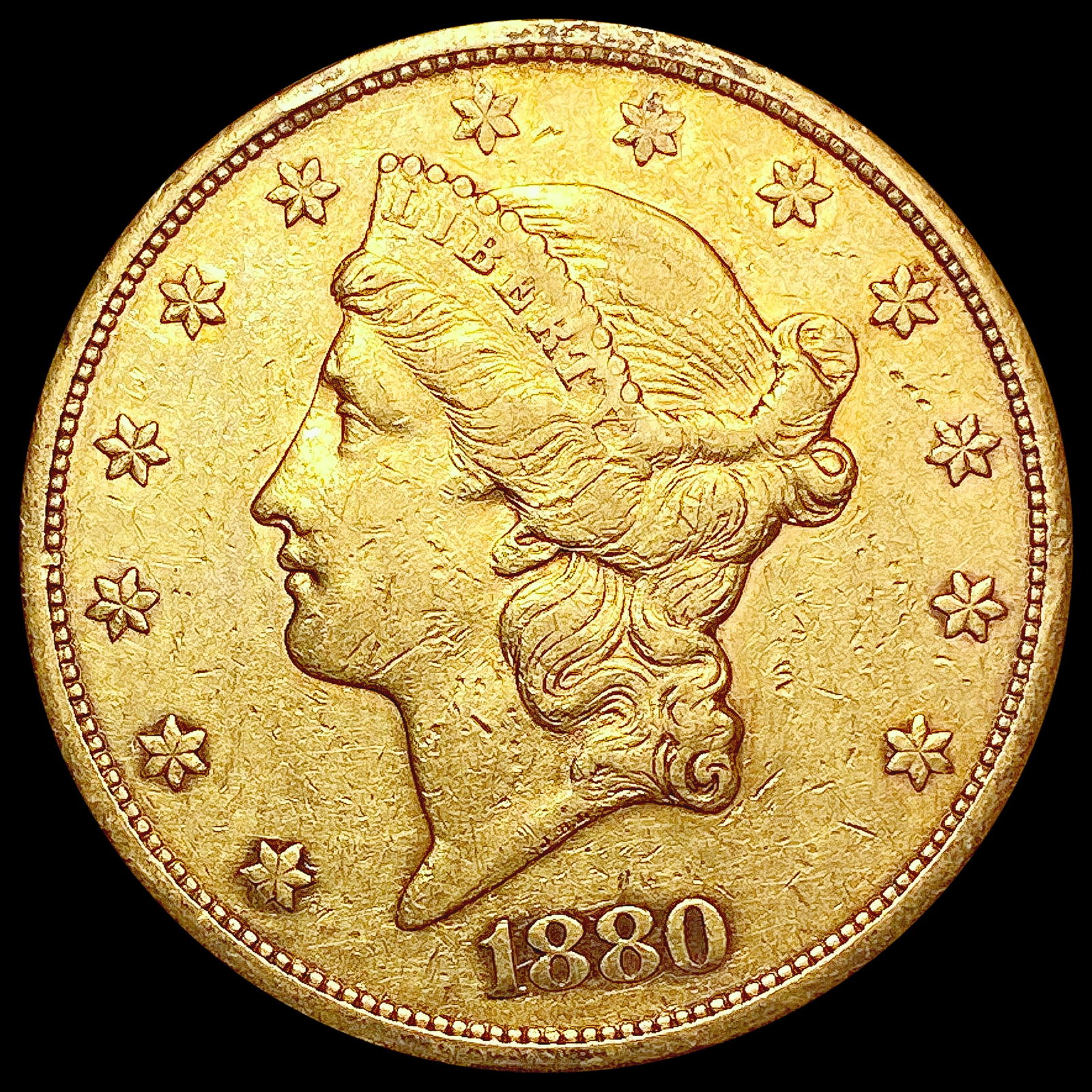 1880-S $20 Gold Double Eagle CLOSELY UNCIRCULATED (1 of 2)